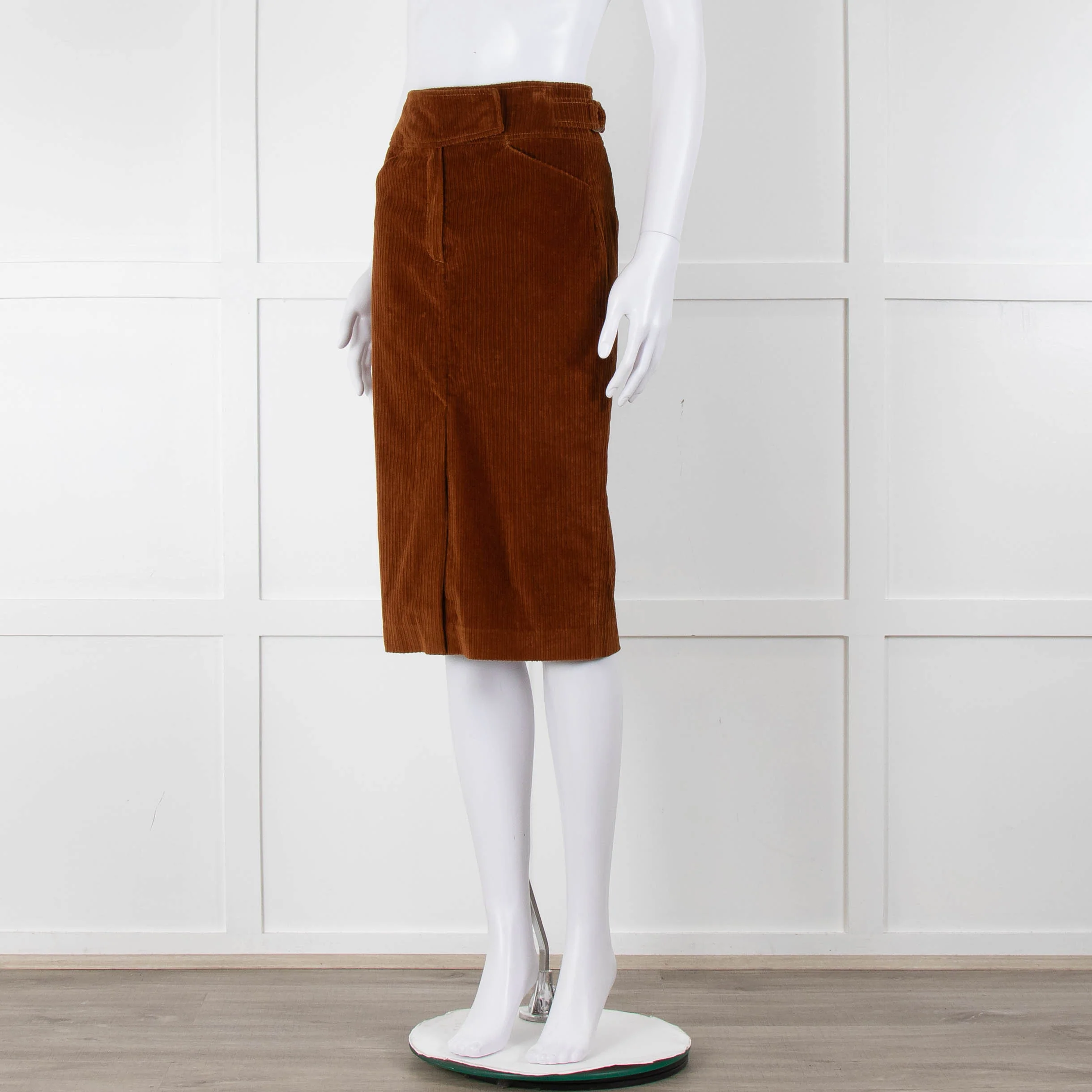 True Royal Mustard Corduroy Pencil Skirt - Image 8