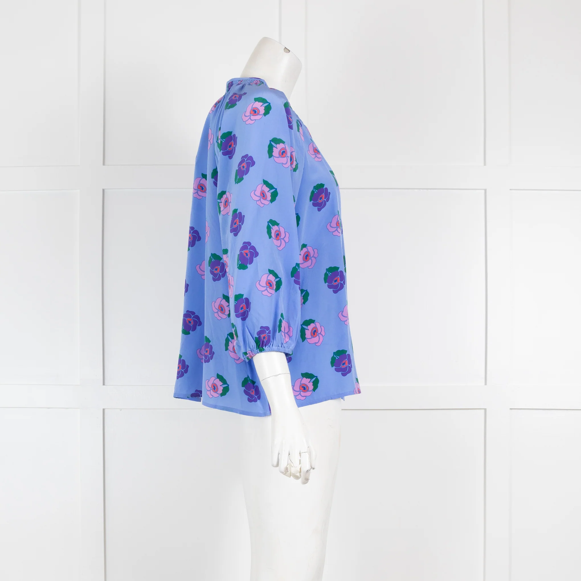 Tucker Lilac Pink Floral Silk Blouse Top - Image 2