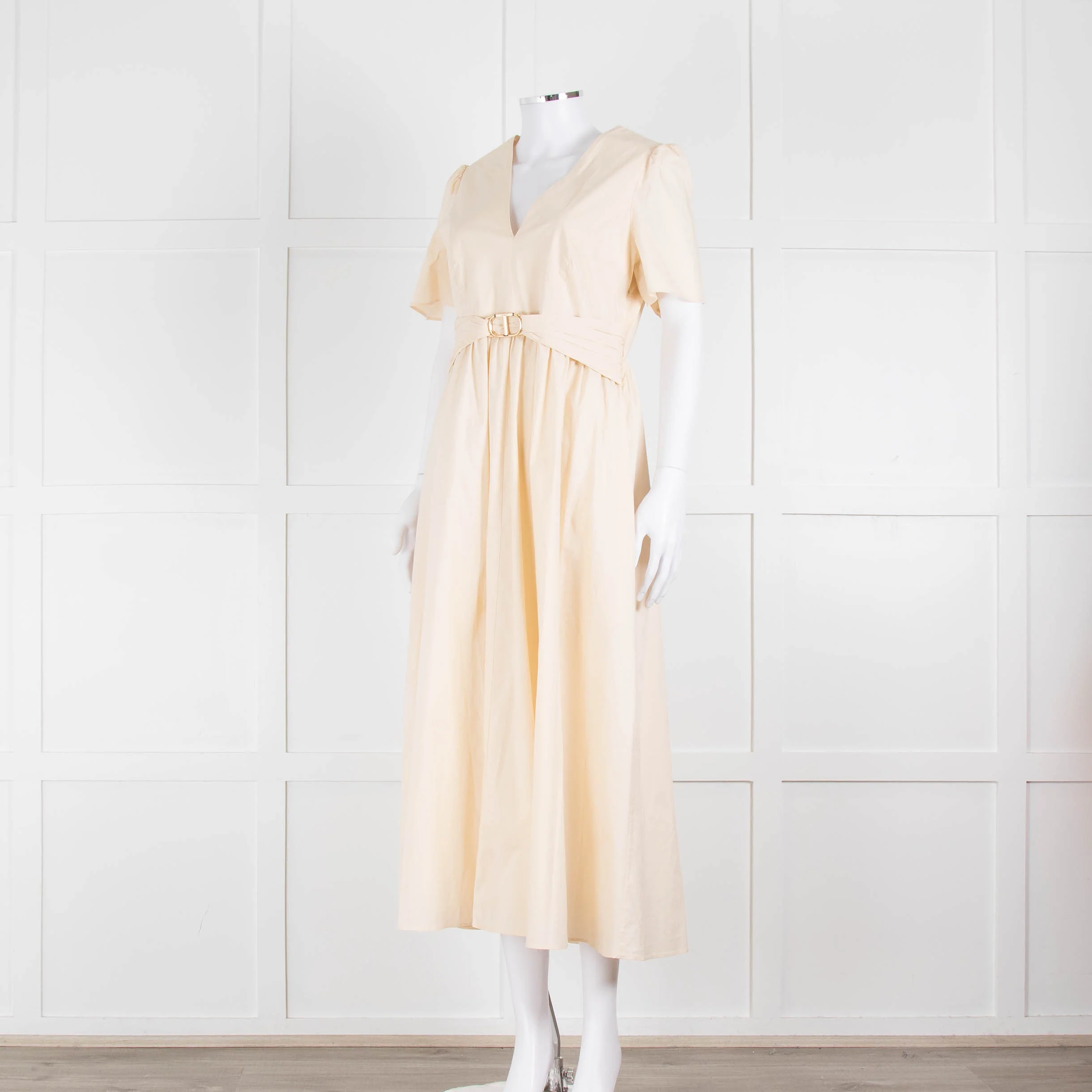 Twinset Beige Cotton Short Sleeve Midi Dress - Image 8