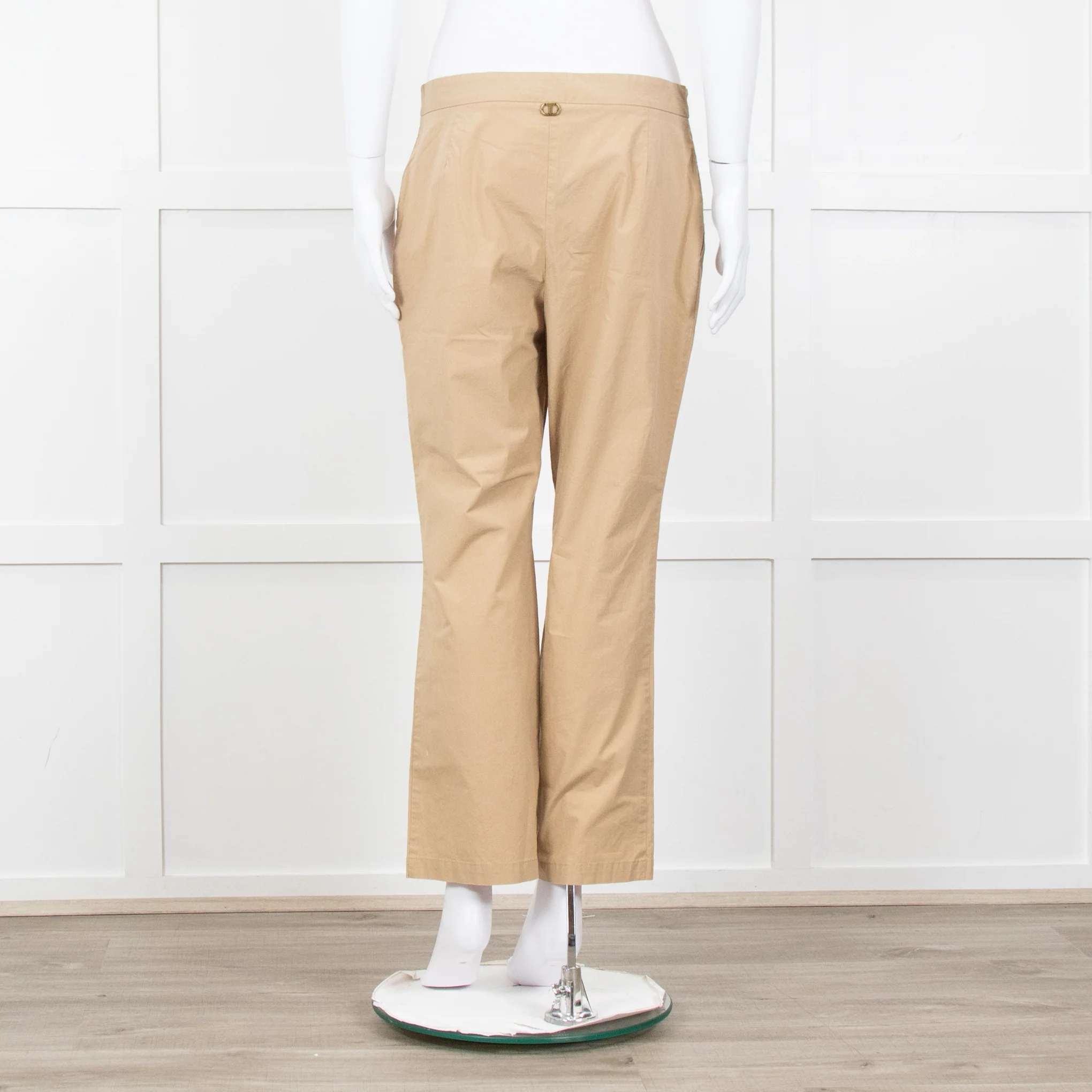 Twinset Beige Cotton Straight Leg Trousers - Image 5