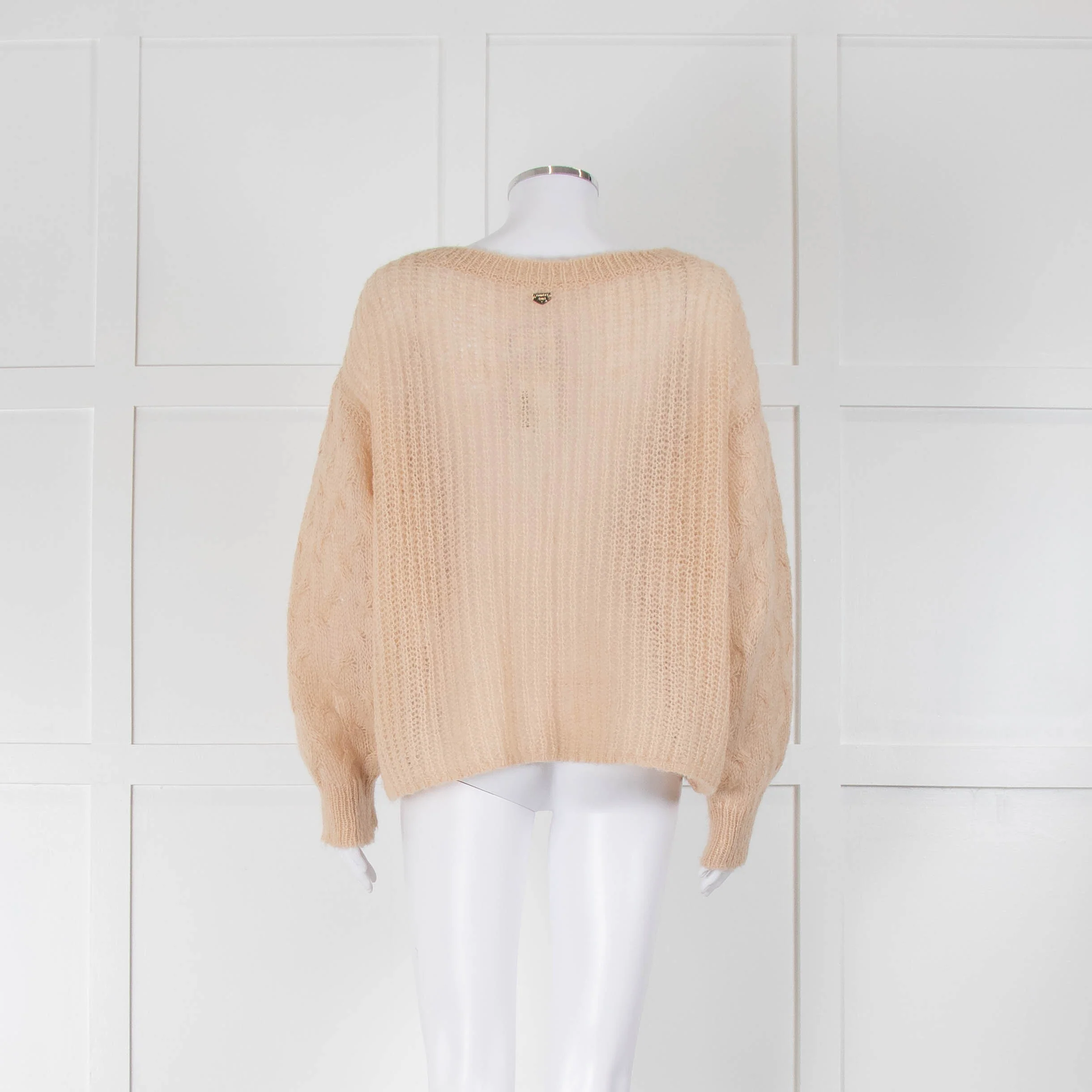 Twinset Beige Loose Knit Jumper With Cable Sleeve - Image 3
