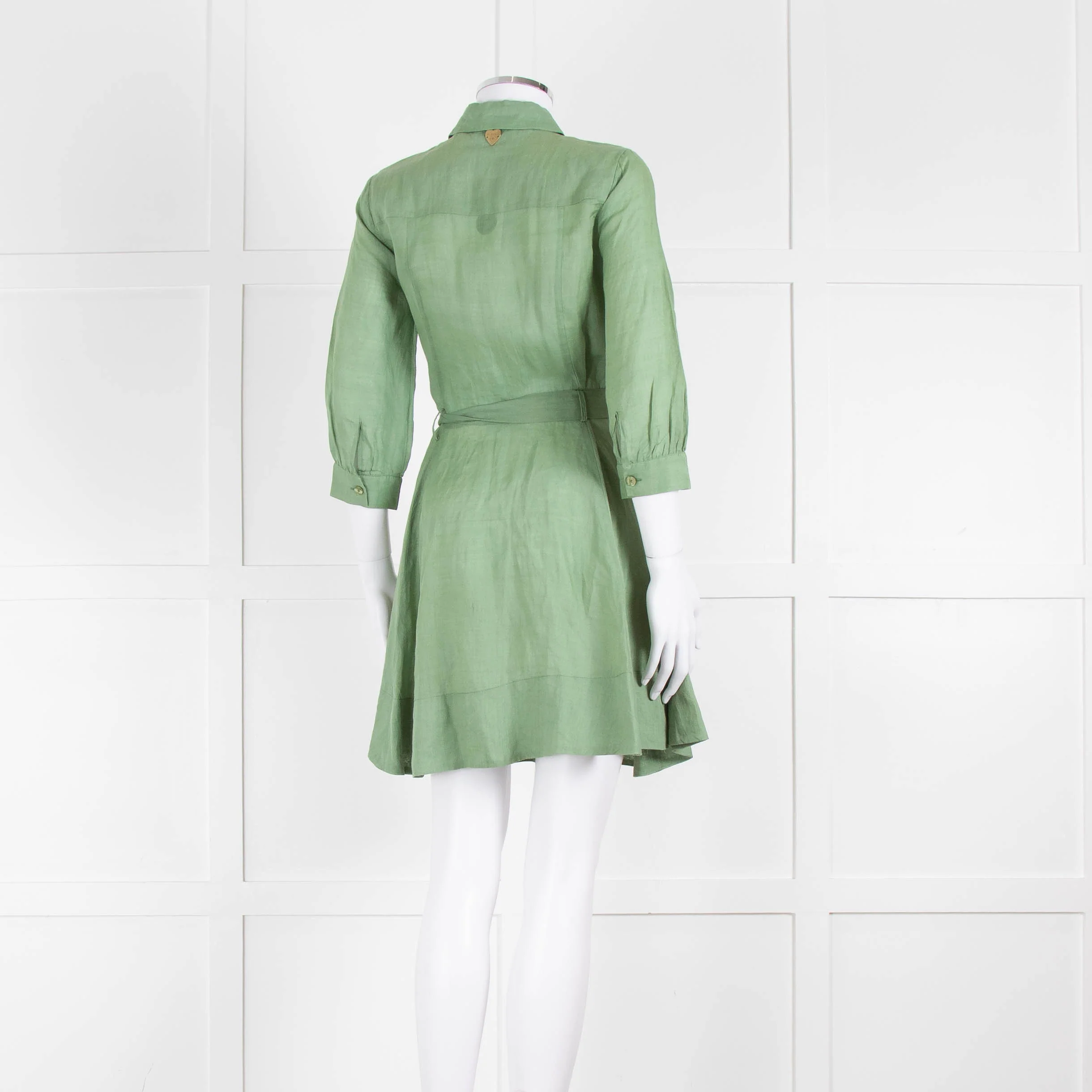Twinset Sage Green Linen Utility Dress - Image 4