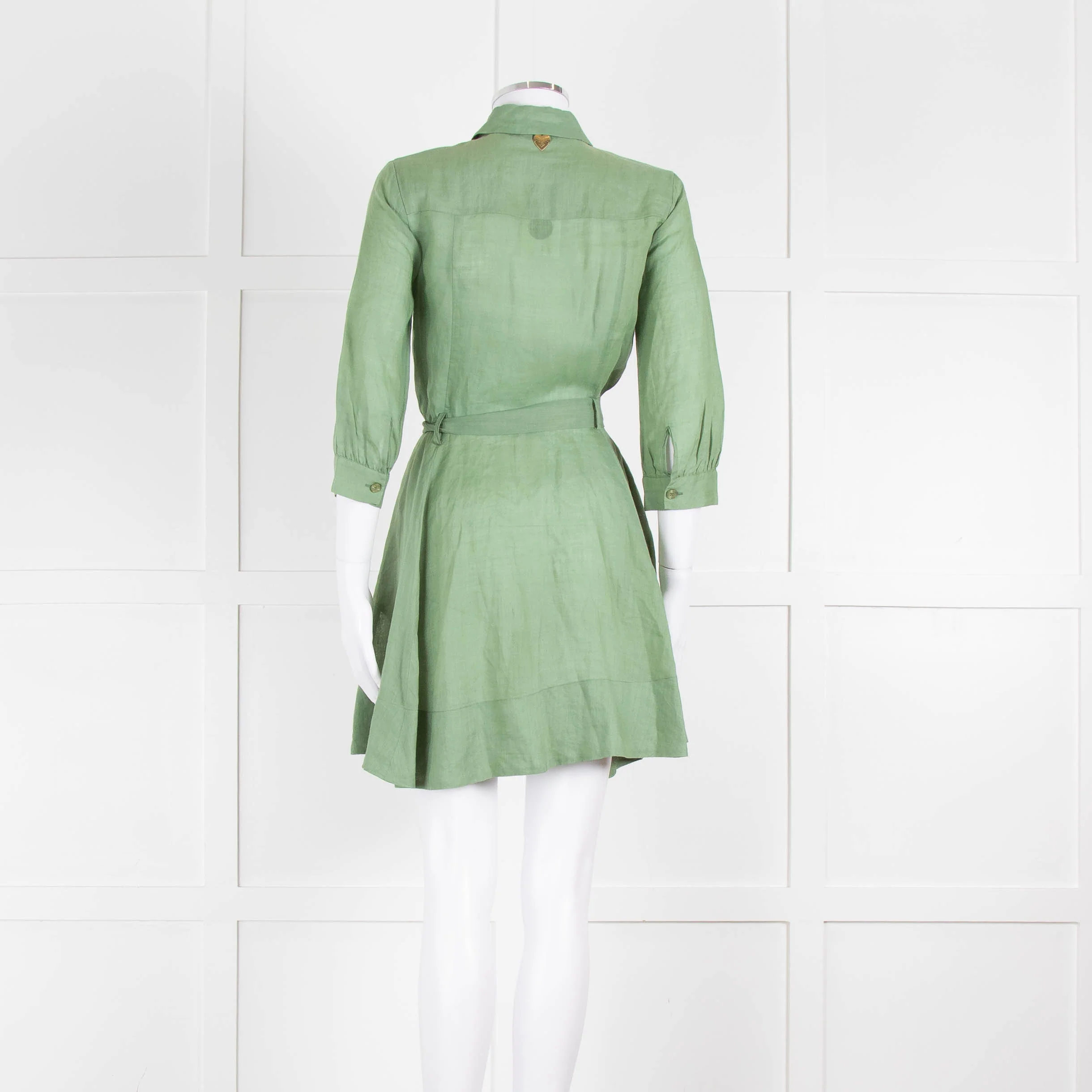 Twinset Sage Green Linen Utility Dress - Image 5