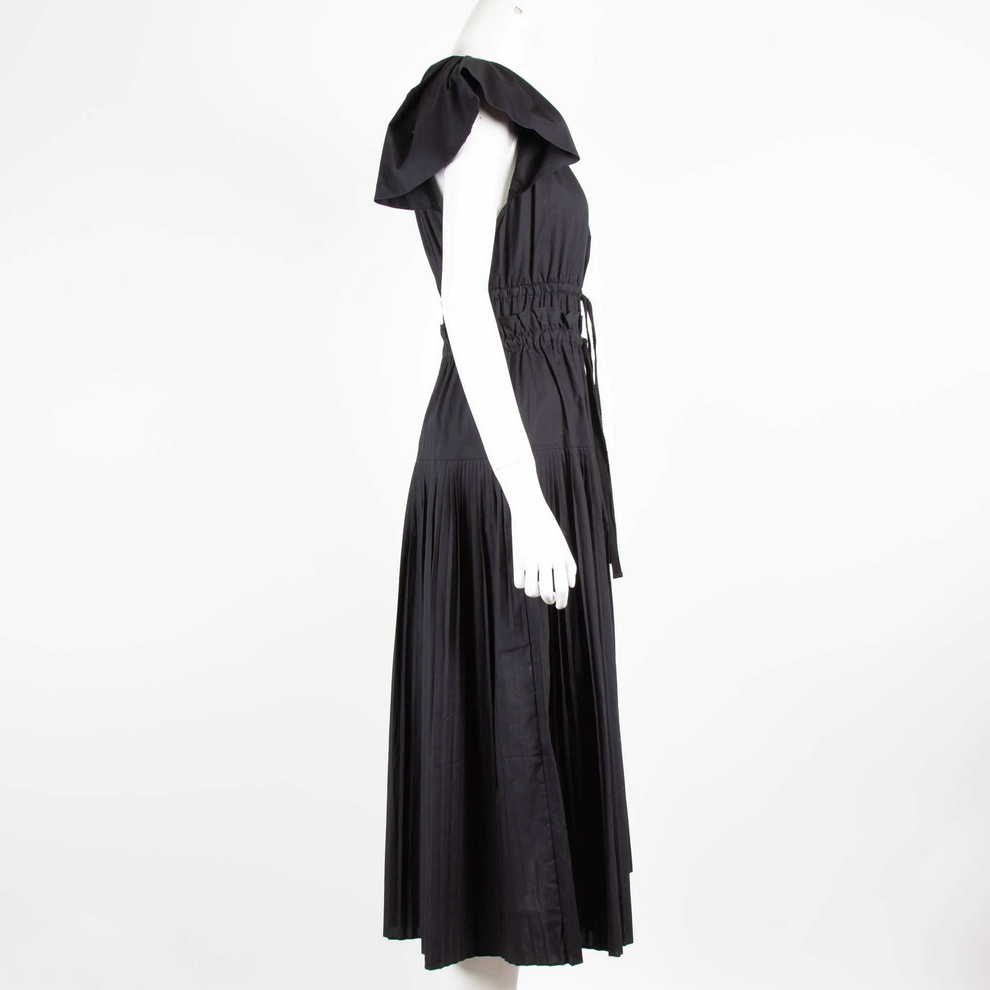 Ulla Johnson Black Pleated Drawstring Dress - Image 2