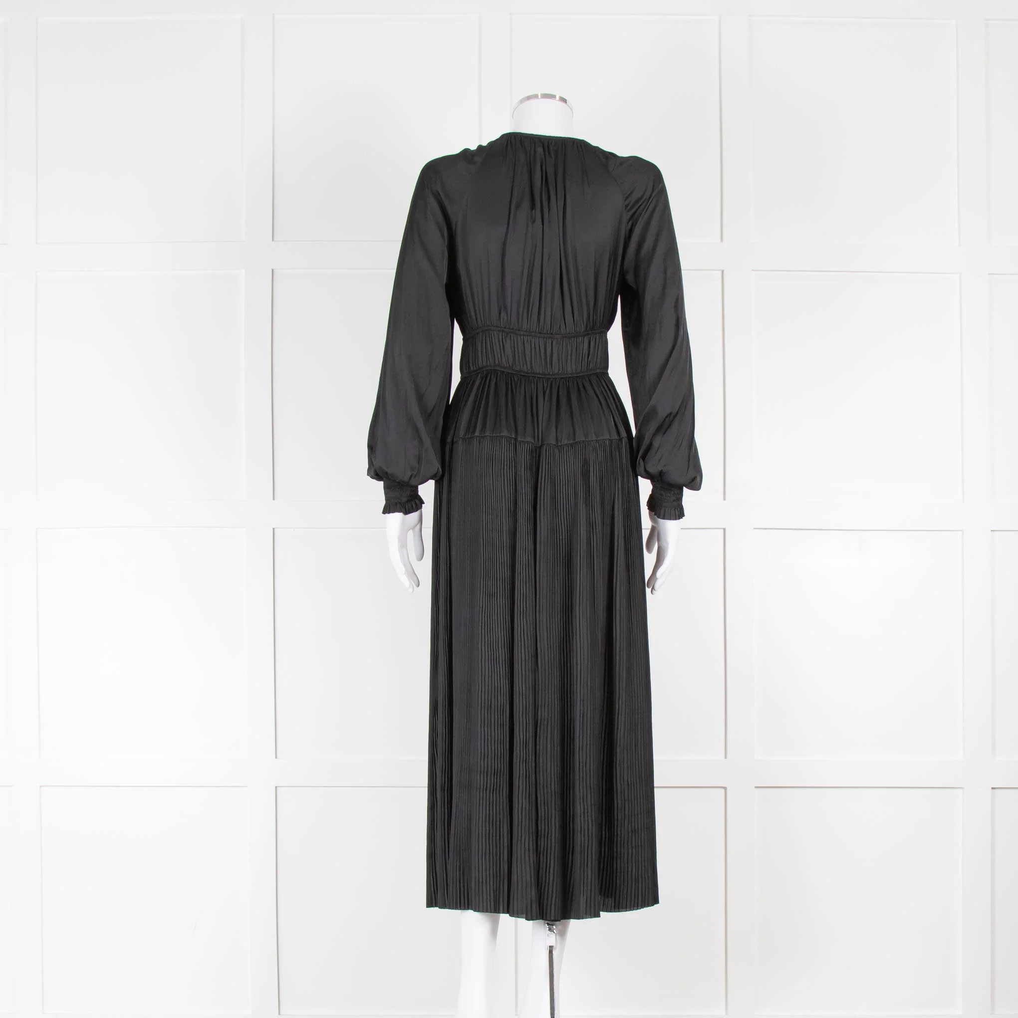 Ulla Johnson Black Plisse Laraline Midi Dress - Image 4