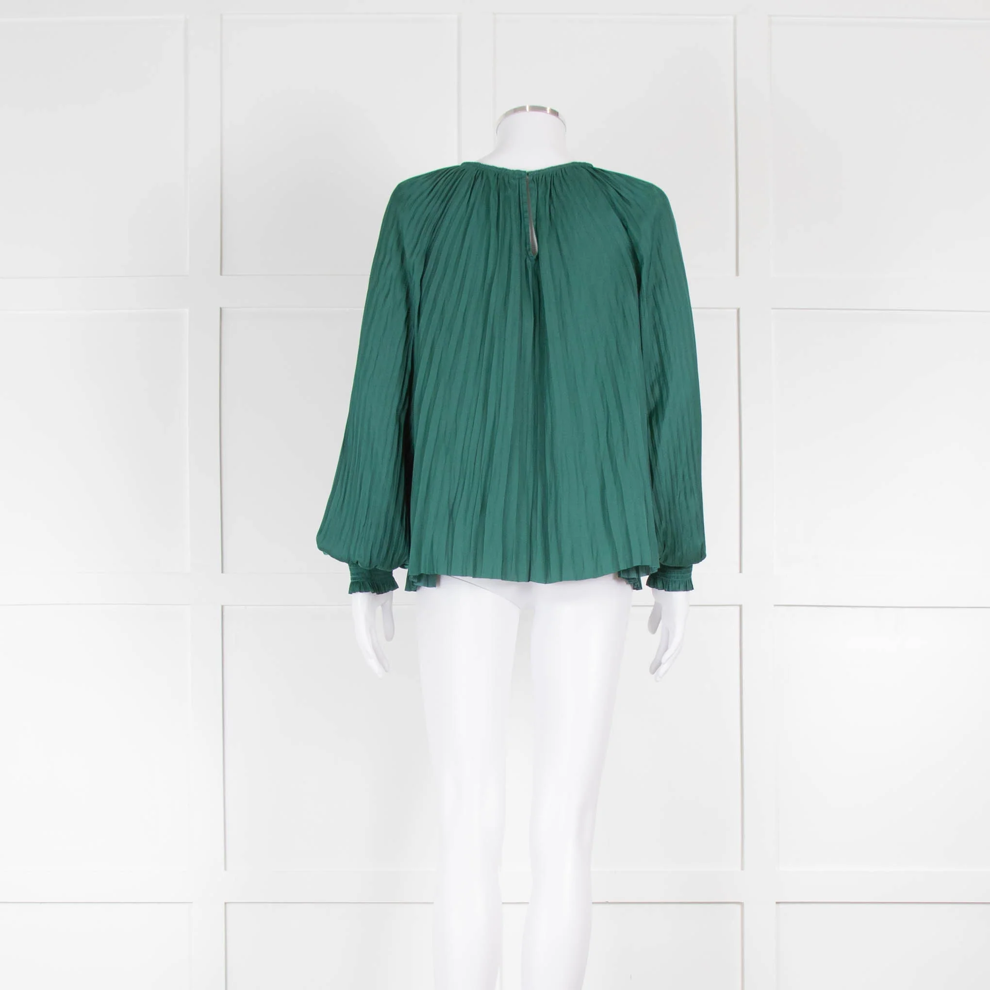 Ulla Johnson Forest Green Plisse Aidy Jadeite Blouse - Image 3