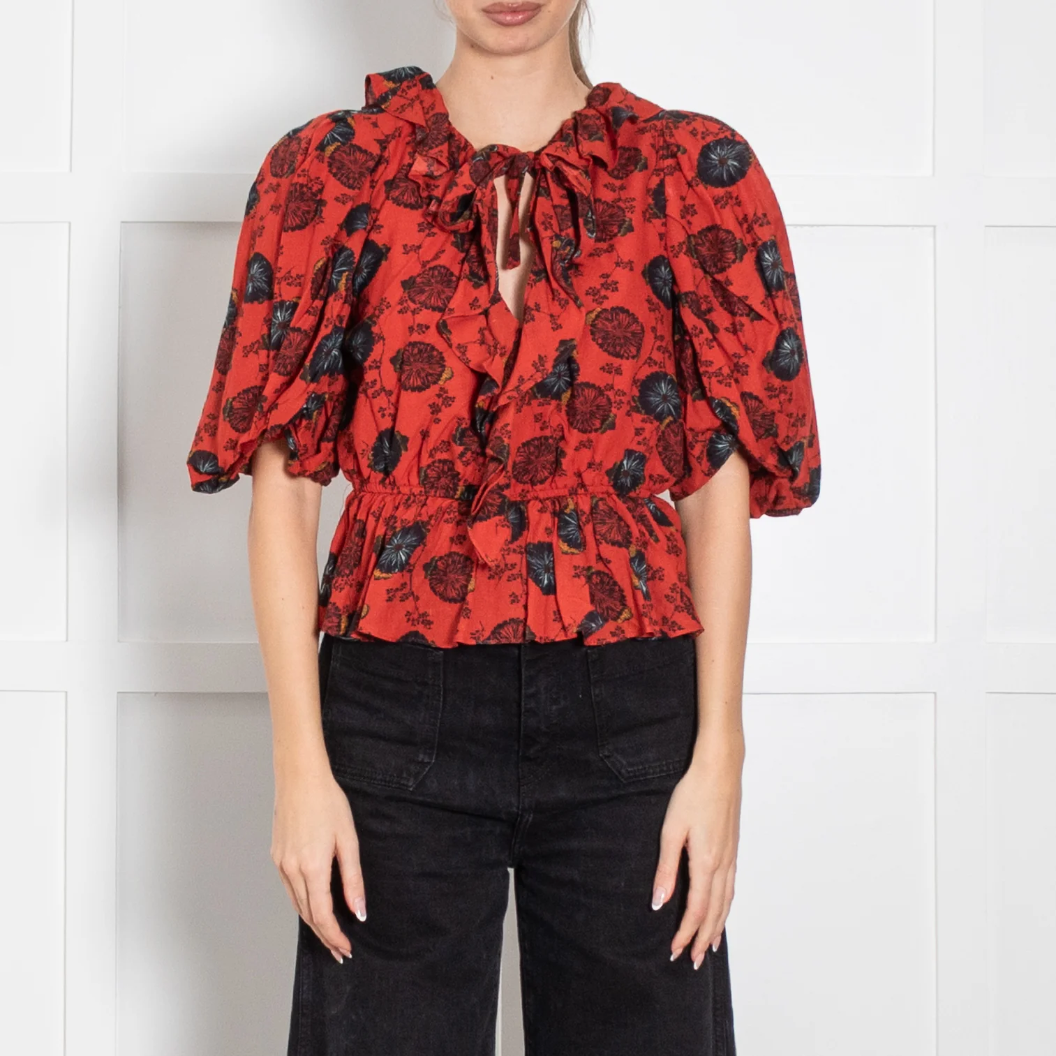 Ulla Johnson Red Poppy Print Nadya Blouse - Image 2