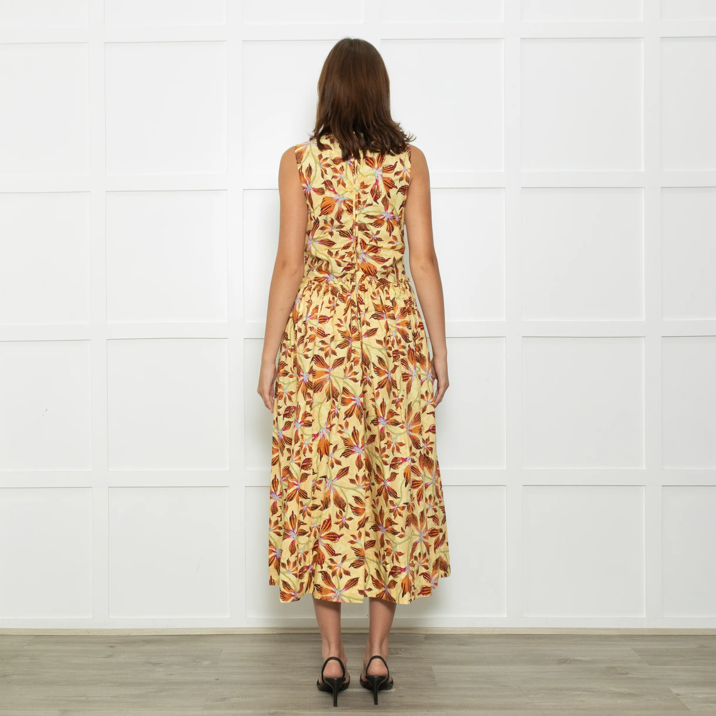 Ulla Johnson Yellow Floral Sleeveless Cotton Maxi Dress - Image 5