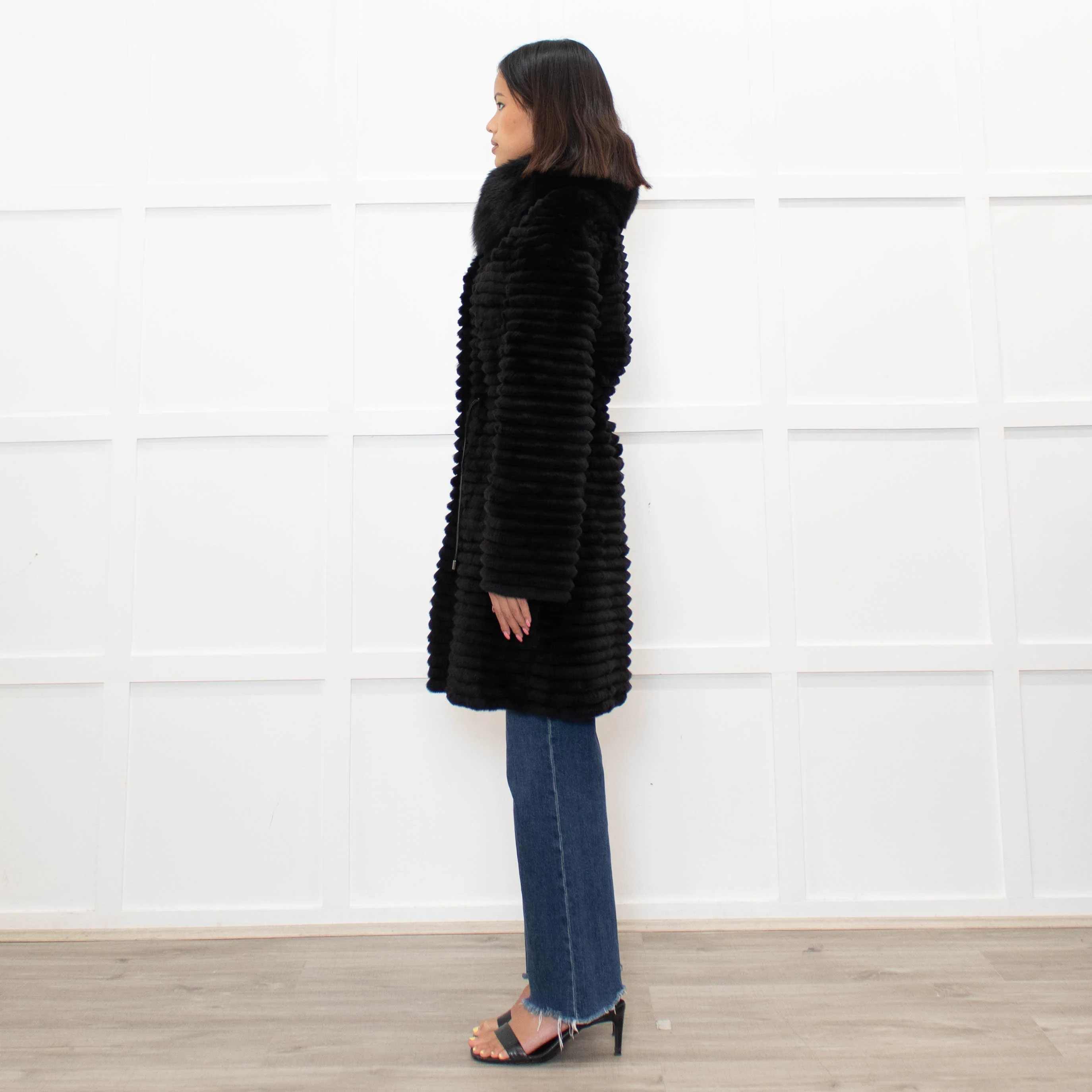 Unbranded Black Fur Knit Reversible  Coat - Image 6