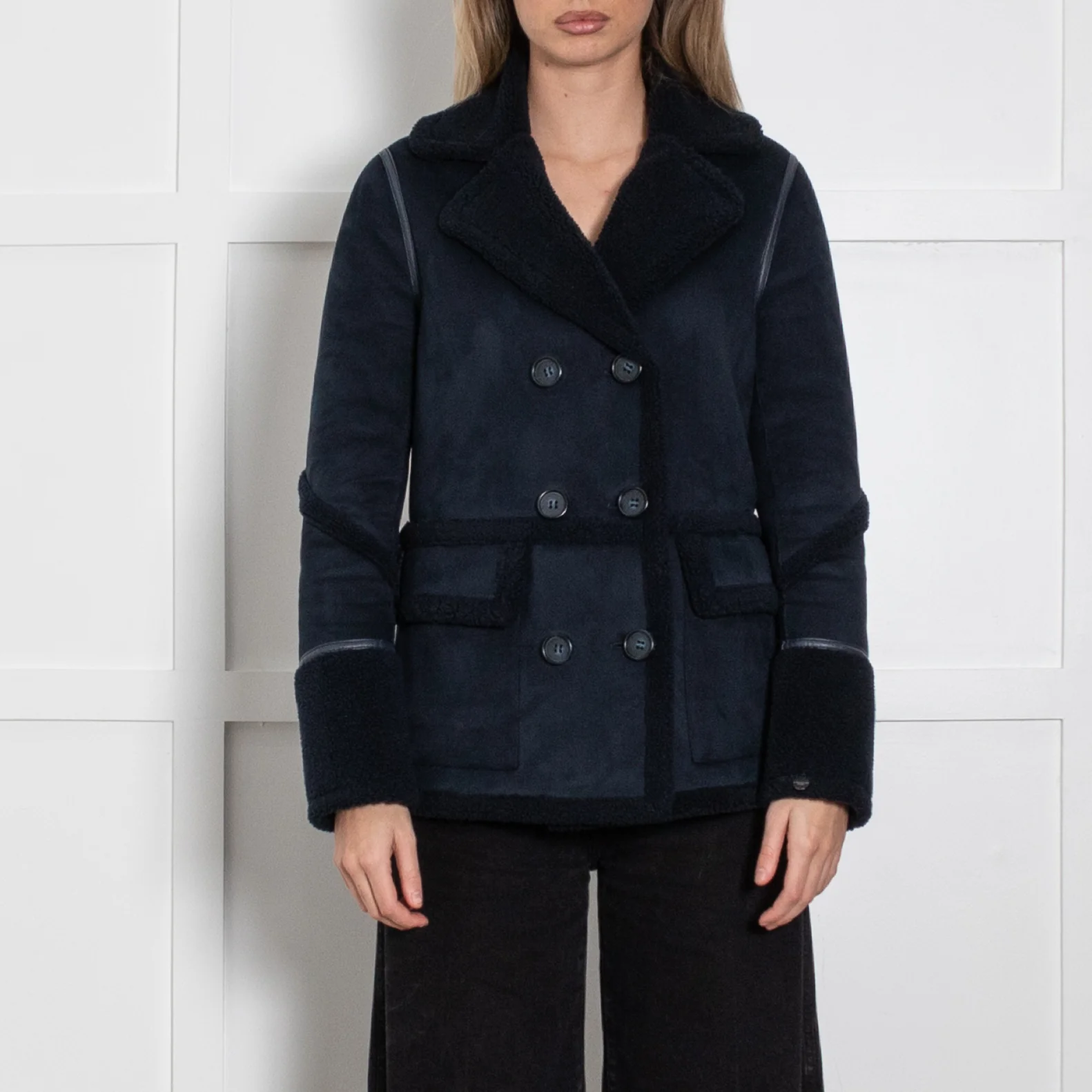 Urban Code Navy Blue Faux Shearling Reversible Jacket - Image 2
