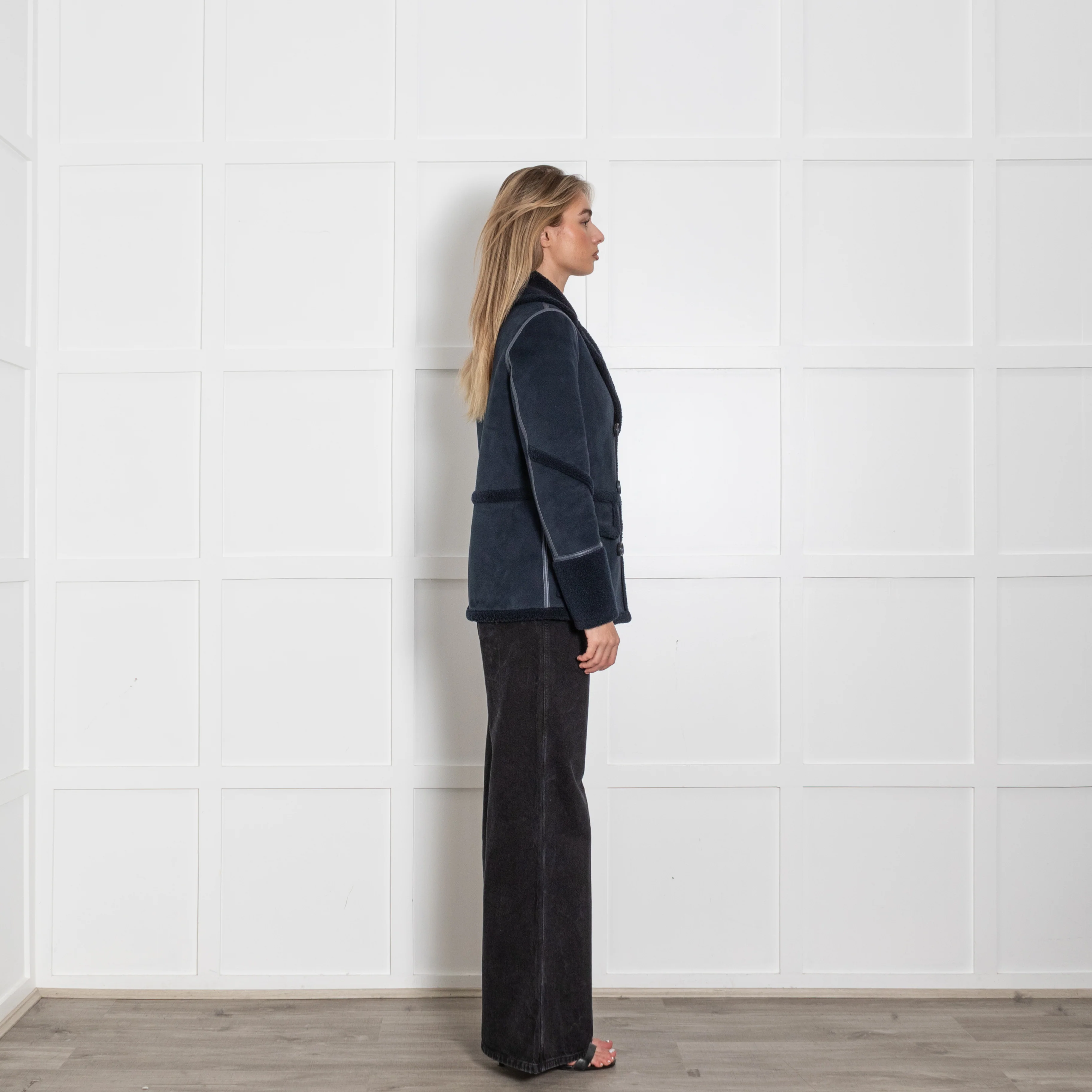 Urban Code Navy Blue Faux Shearling Reversible Jacket - Image 6