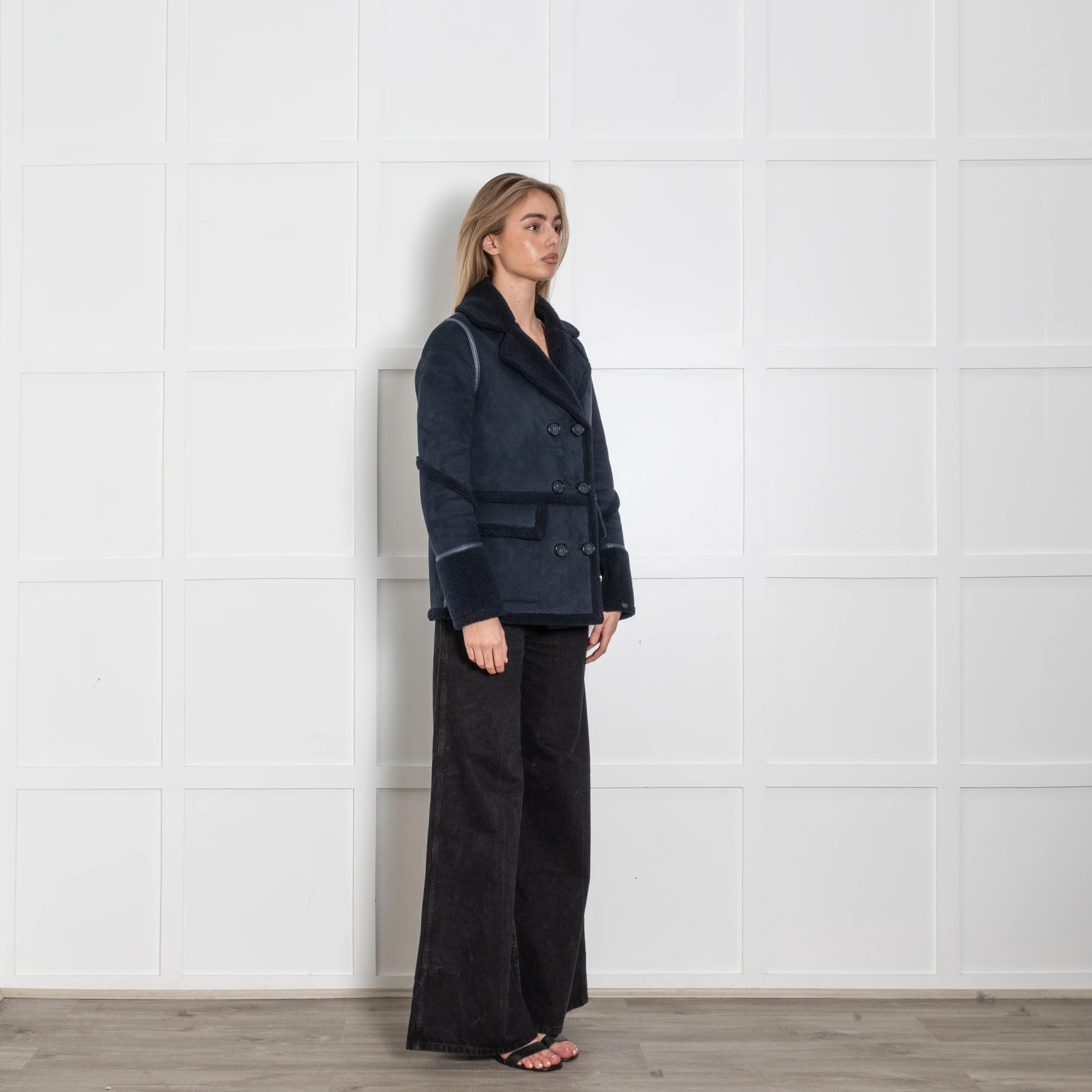 Urban Code Navy Blue Faux Shearling Reversible Jacket - Image 7
