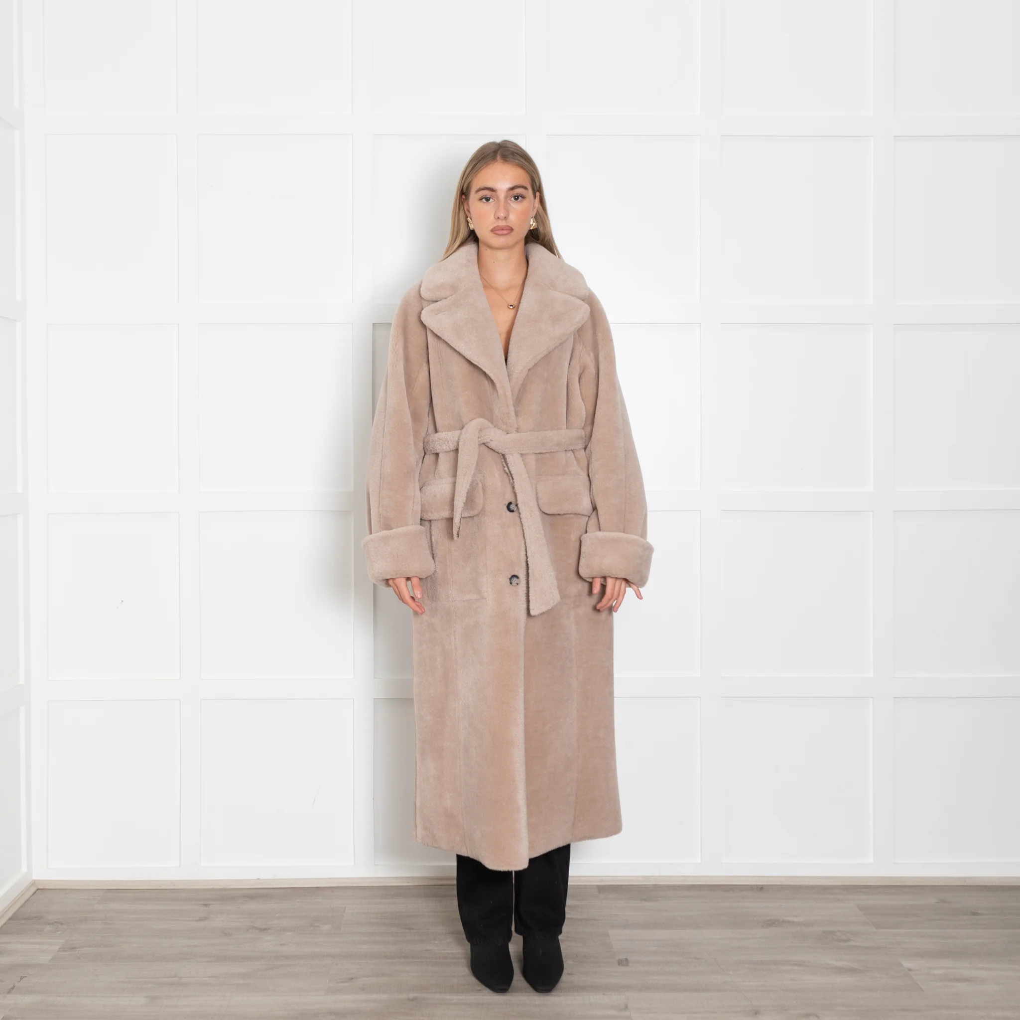 Urban Code Taupe Faux Fur Reversible Belted Coat