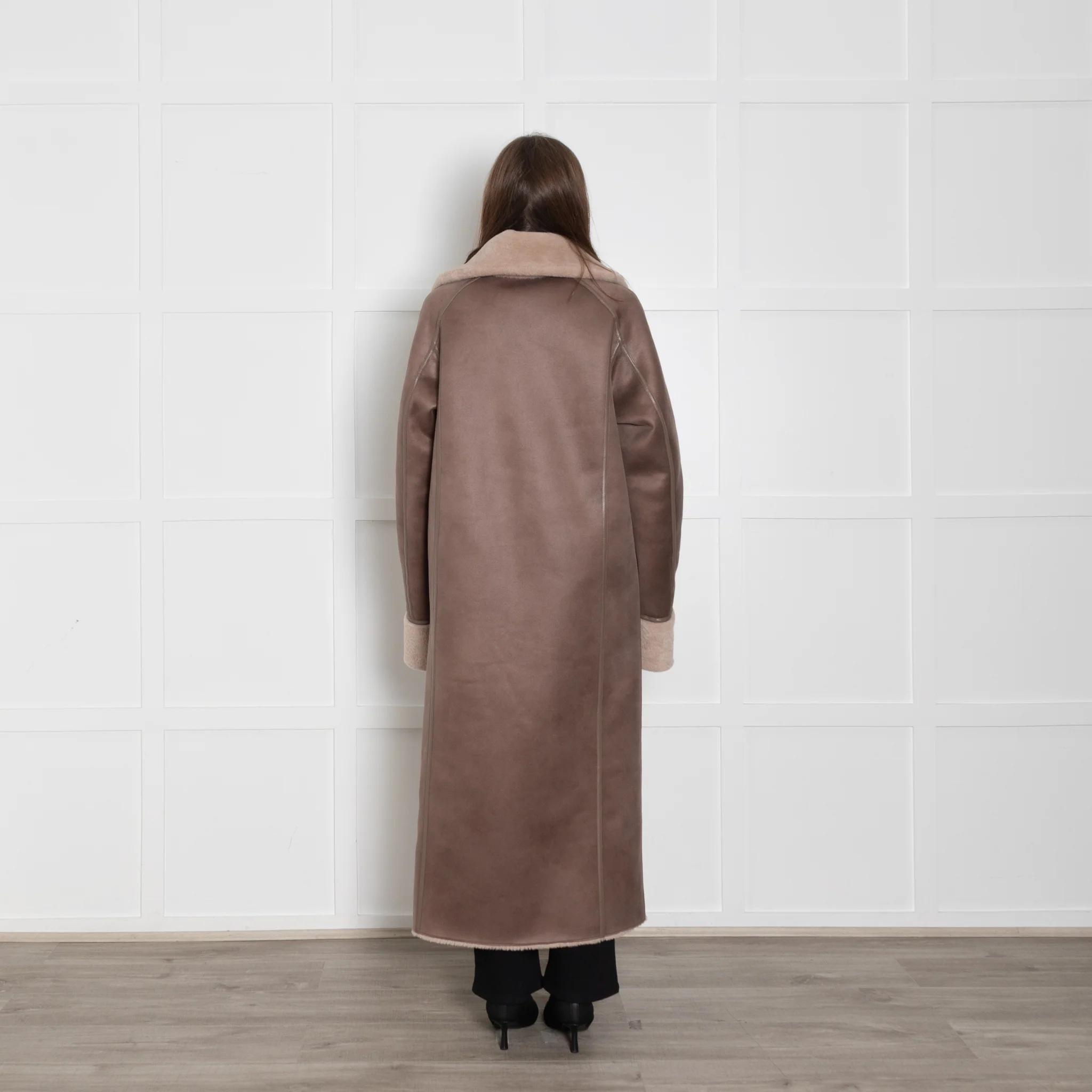 Urban Code Taupe Faux Fur Reversible Belted Coat - Image 10