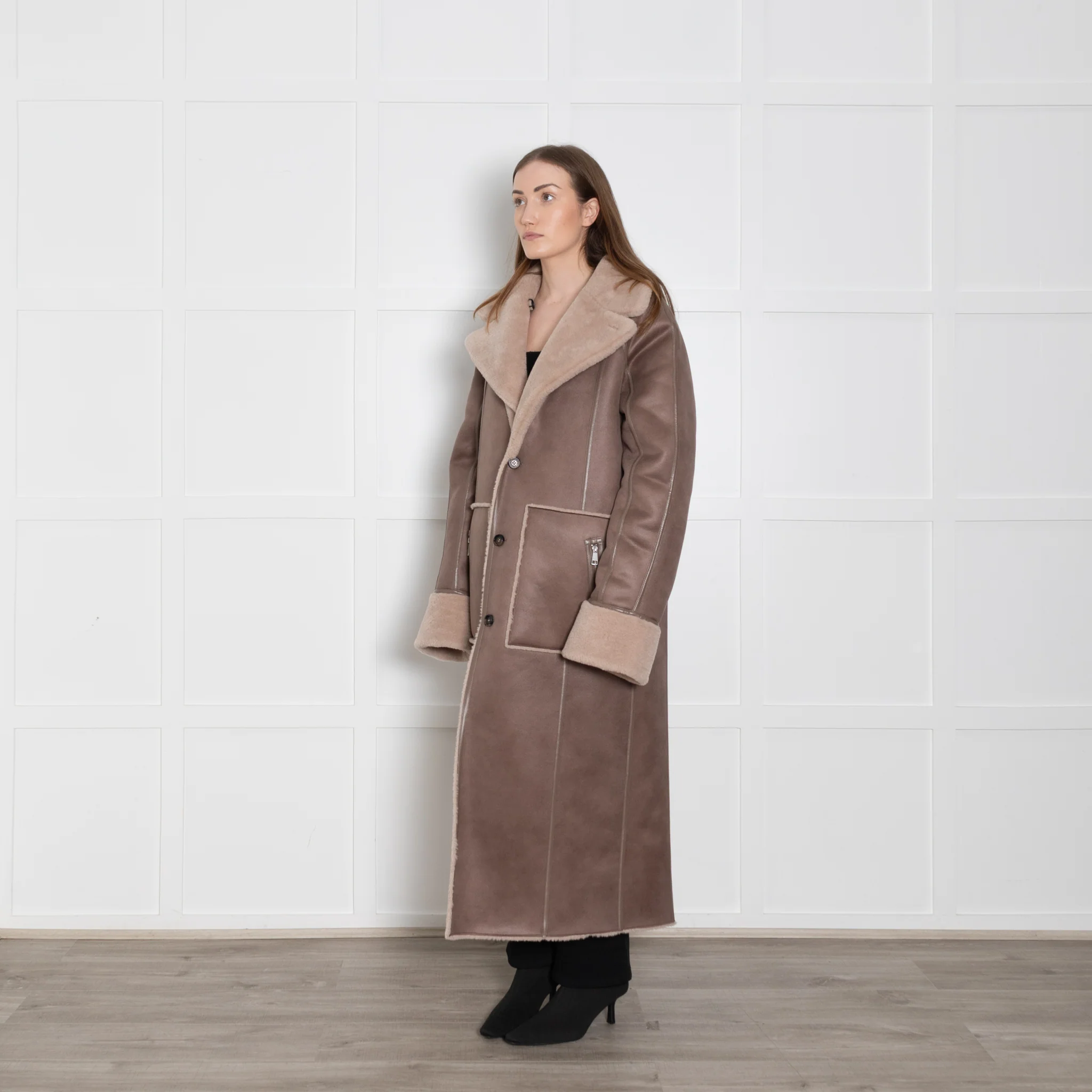 Urban Code Taupe Faux Fur Reversible Belted Coat - Image 12
