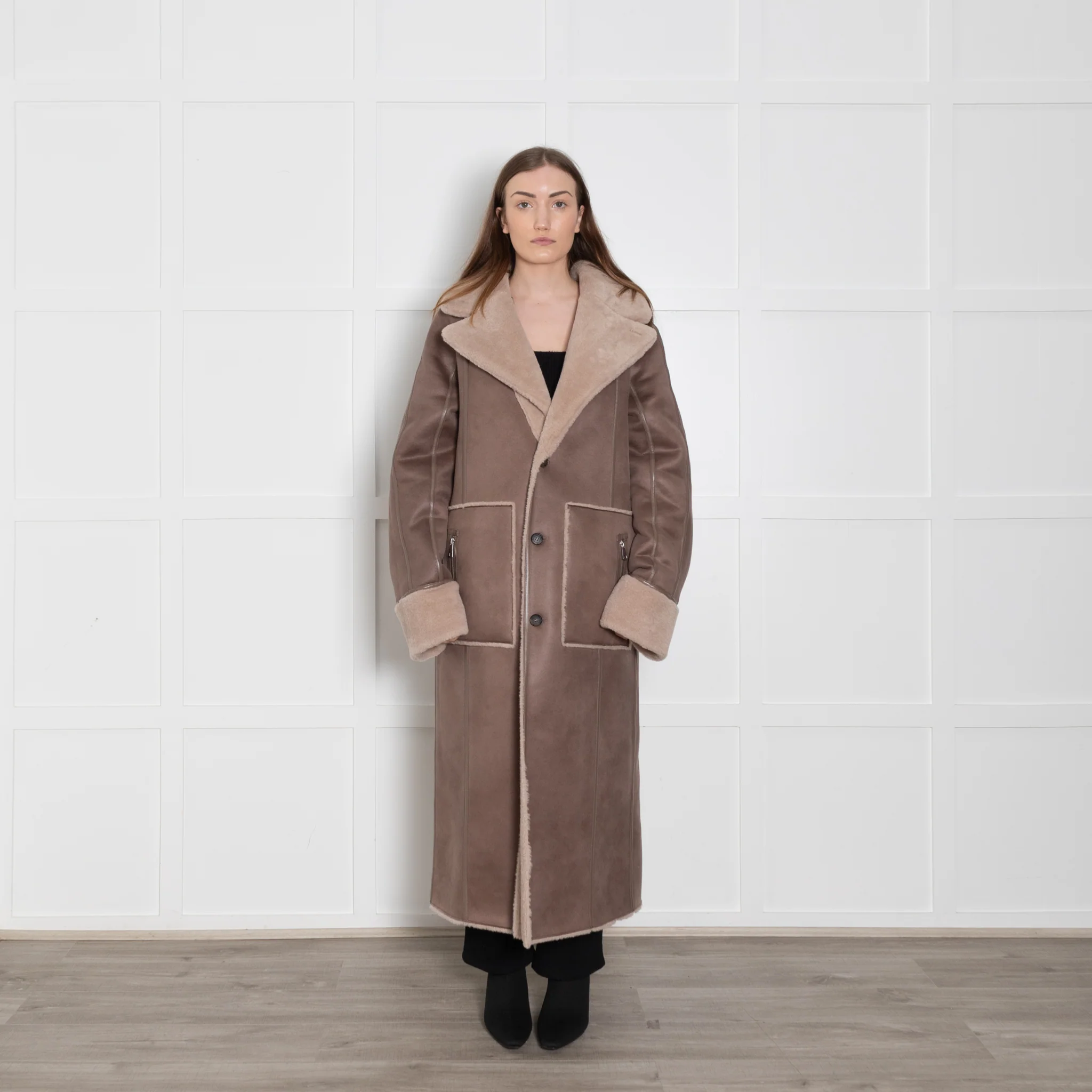 Urban Code Taupe Faux Fur Reversible Belted Coat - Image 13