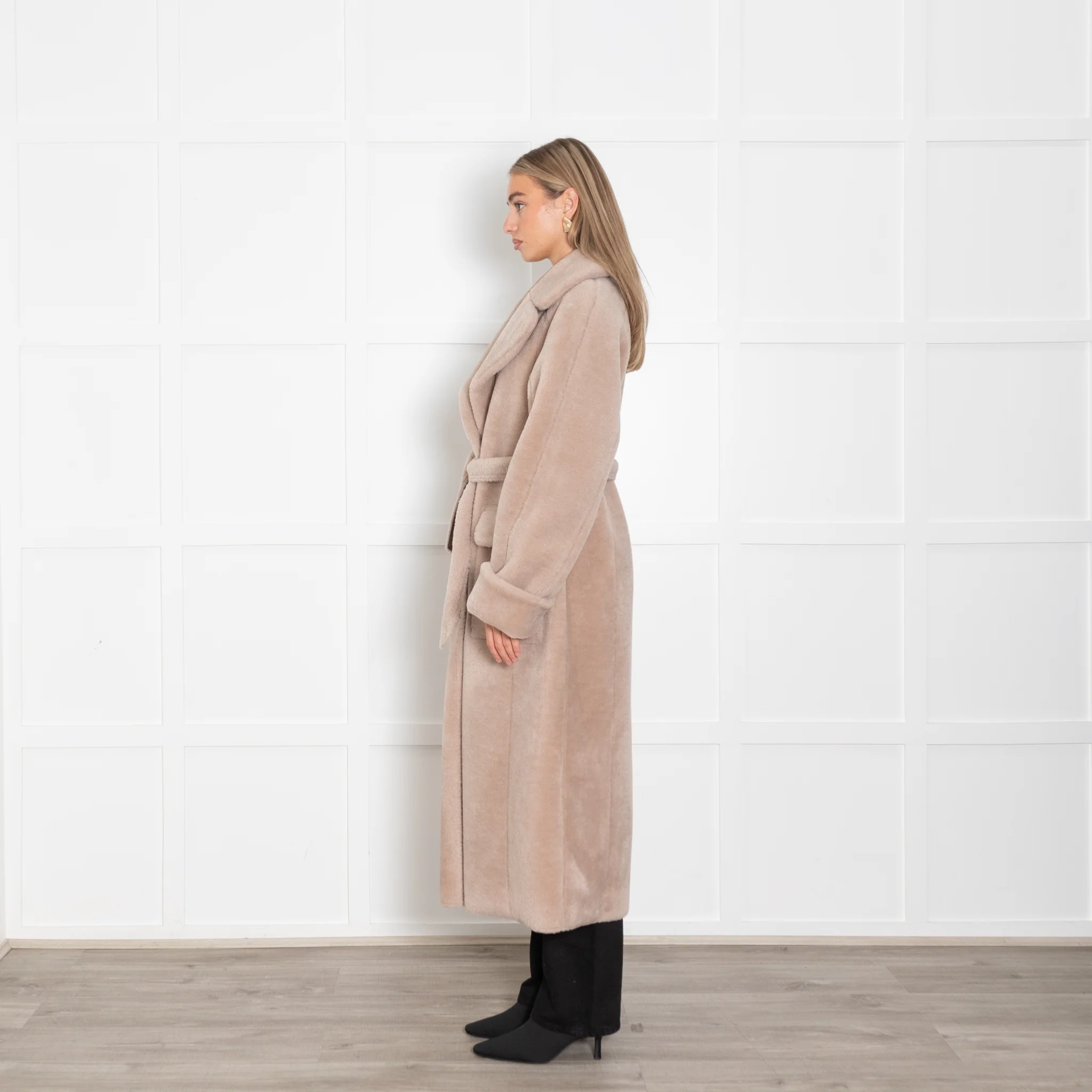 Urban Code Taupe Faux Fur Reversible Belted Coat - Image 6