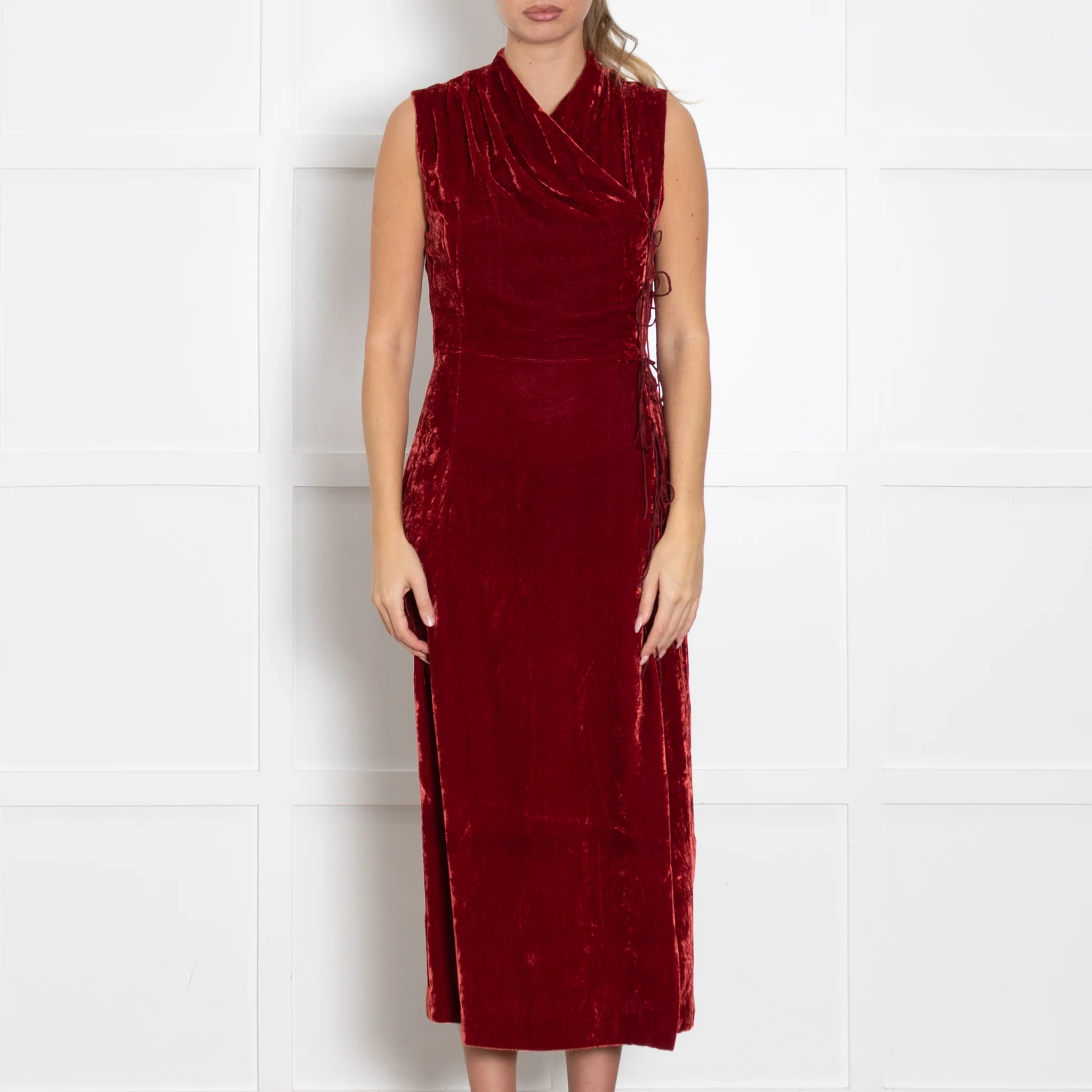 Usisi Sister Burnt Orange Crushed Velvet Jana Dress - Image 2