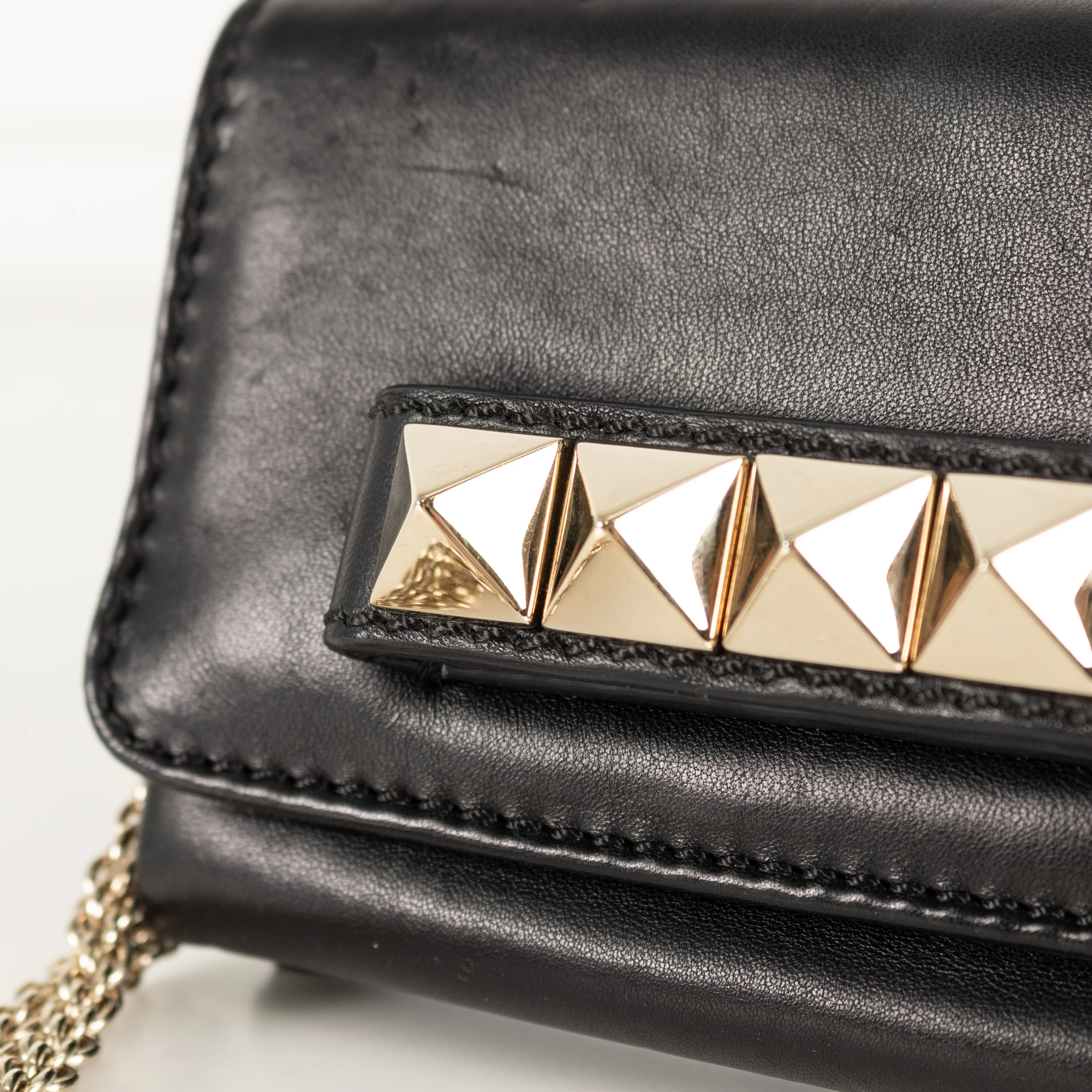 Valentino Black And Gold Rockstud  Va Va Voom Bag - Image 10
