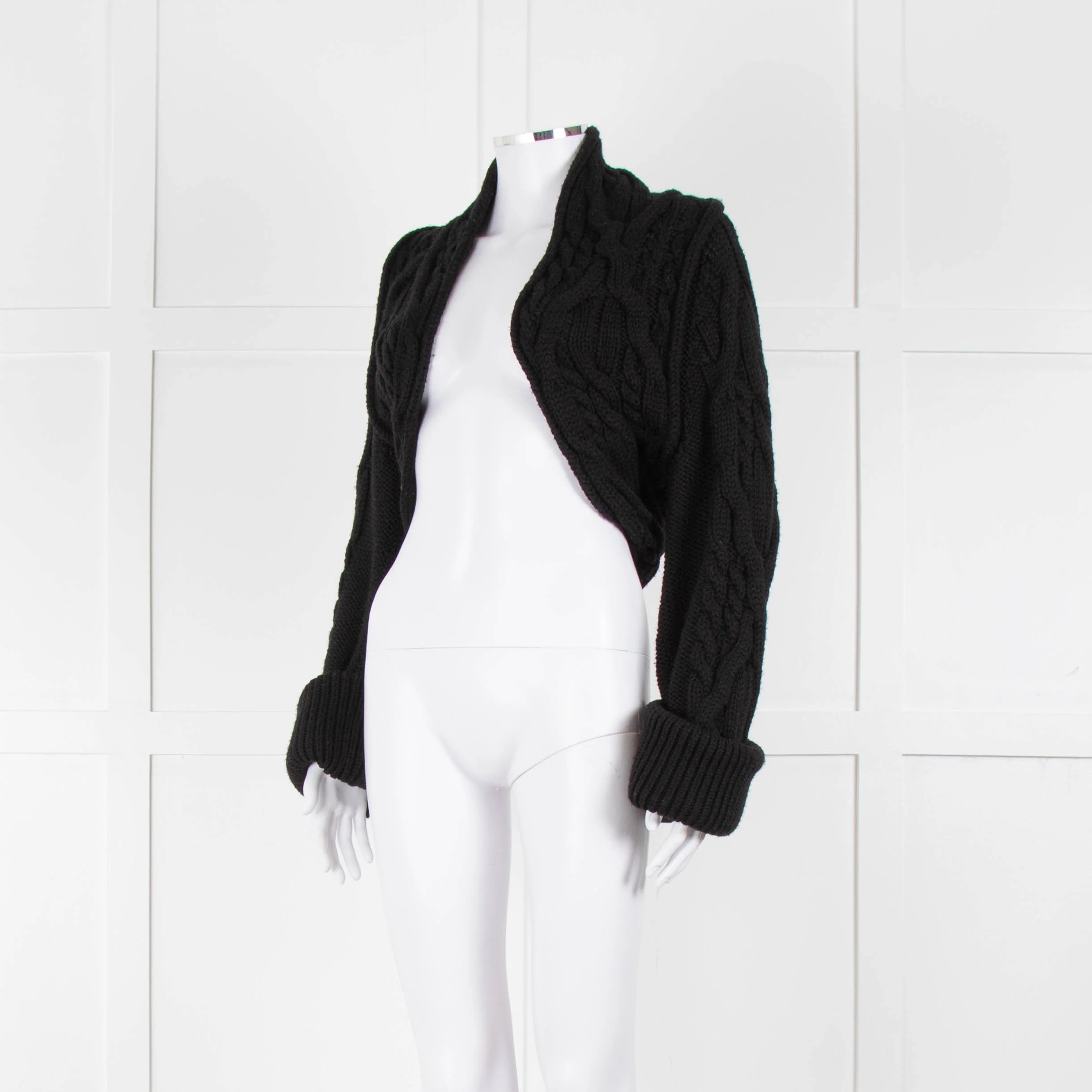 Valentino Black Cable Knit Cropped Cardigan - Image 11