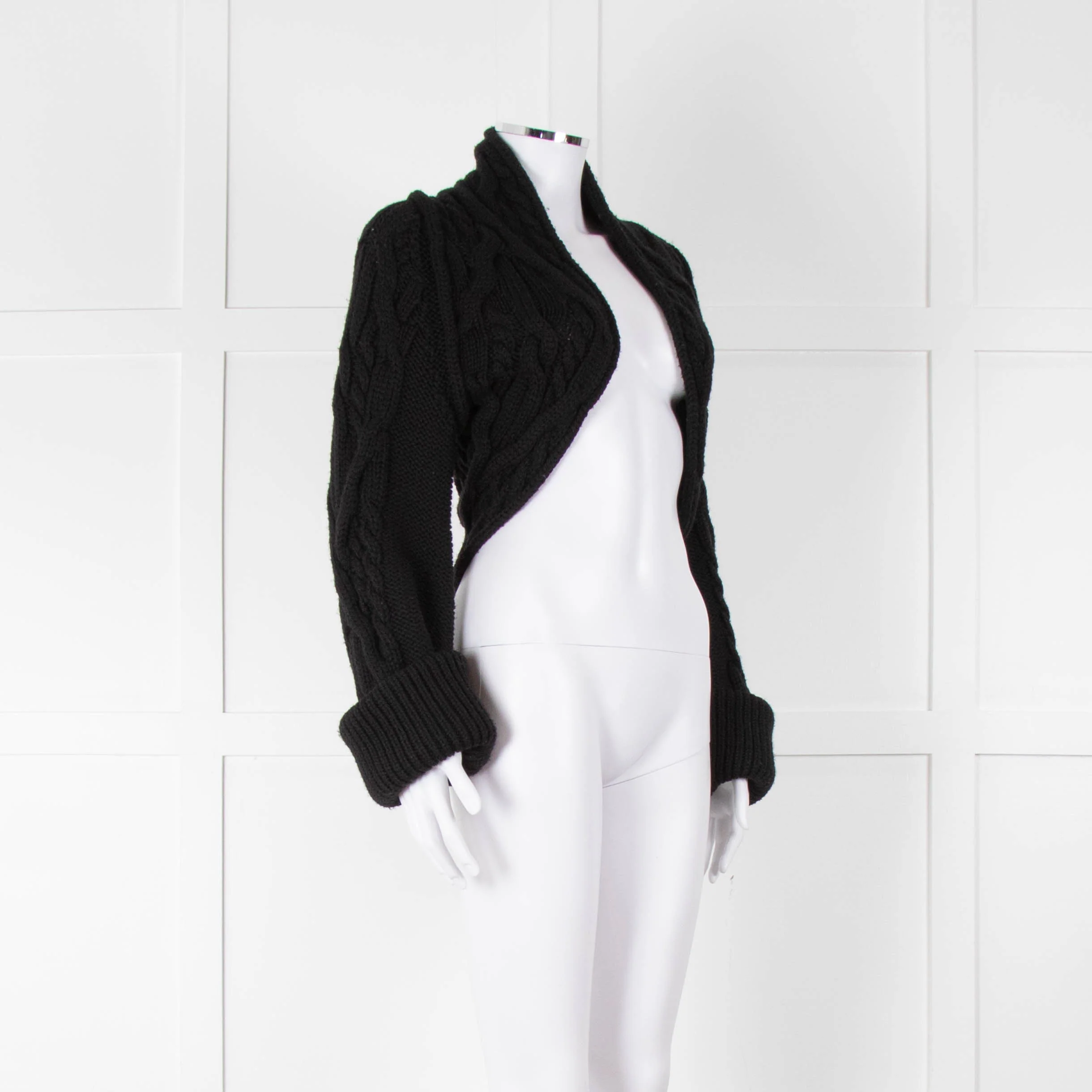 Valentino Black Cable Knit Cropped Cardigan - Image 2