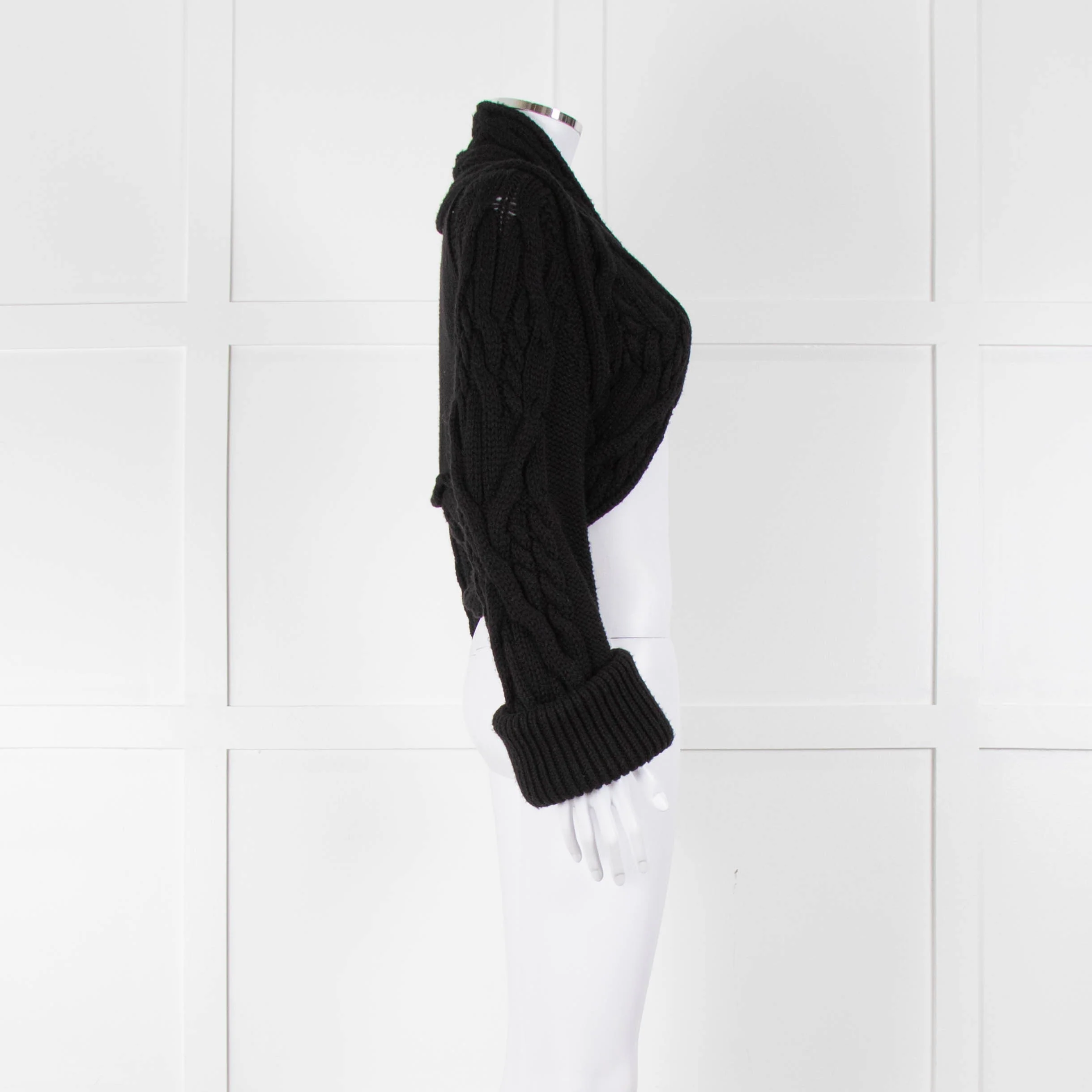 Valentino Black Cable Knit Cropped Cardigan - Image 6