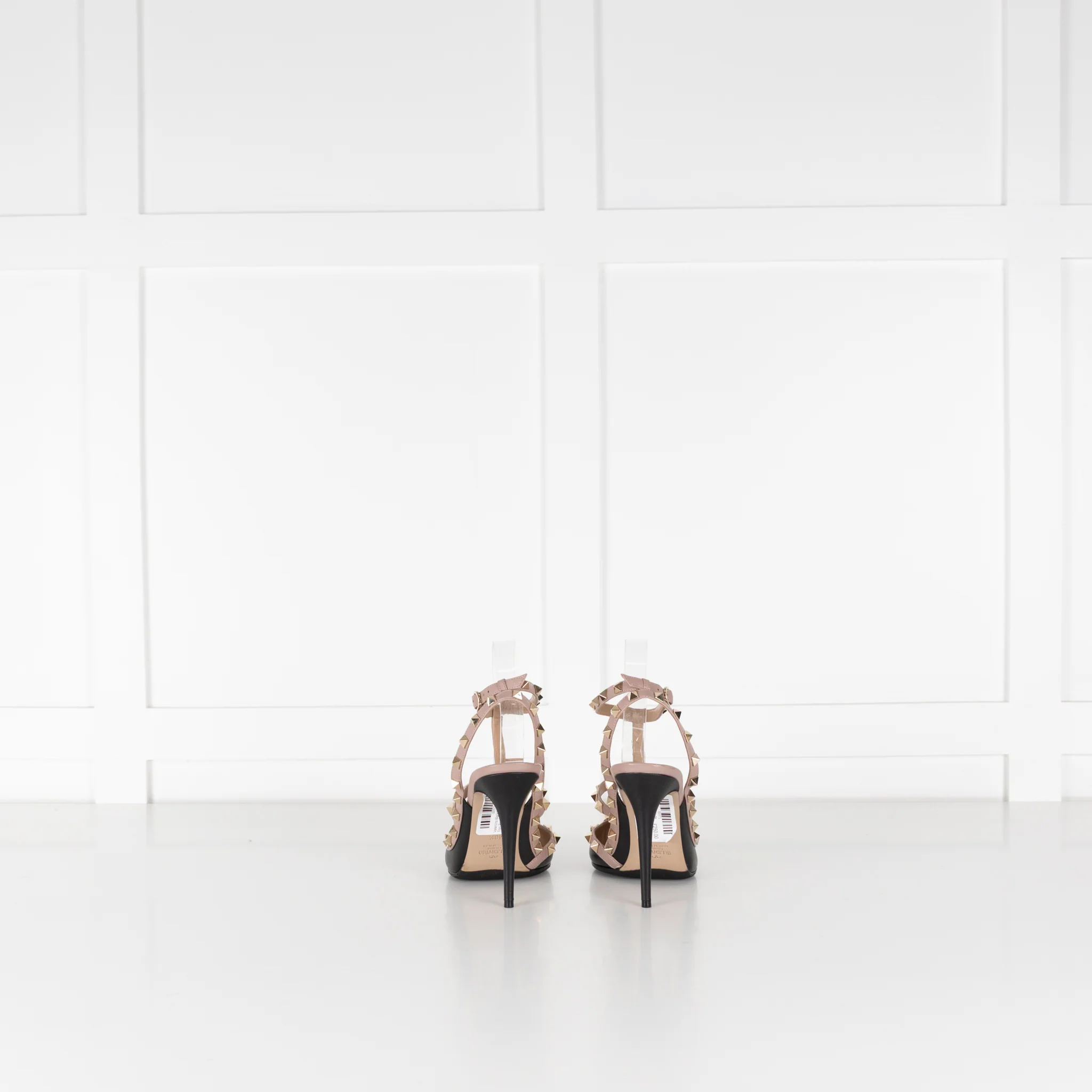 Valentino Black Nude Trim Rockstud Caged Heeled Shoes - Image 4