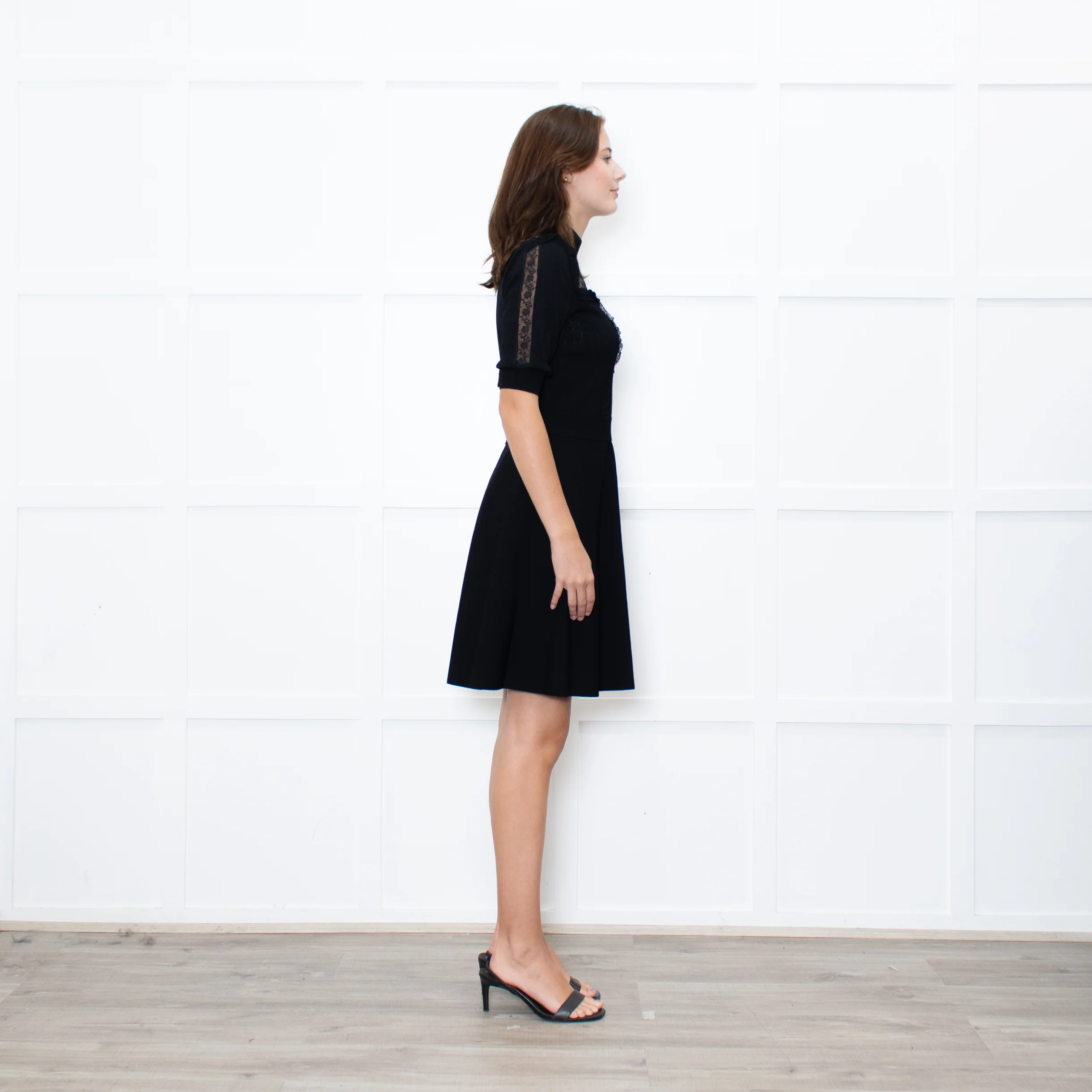 Valentino Black Short Sleeve Lace Panelled Mini Dress - Image 6