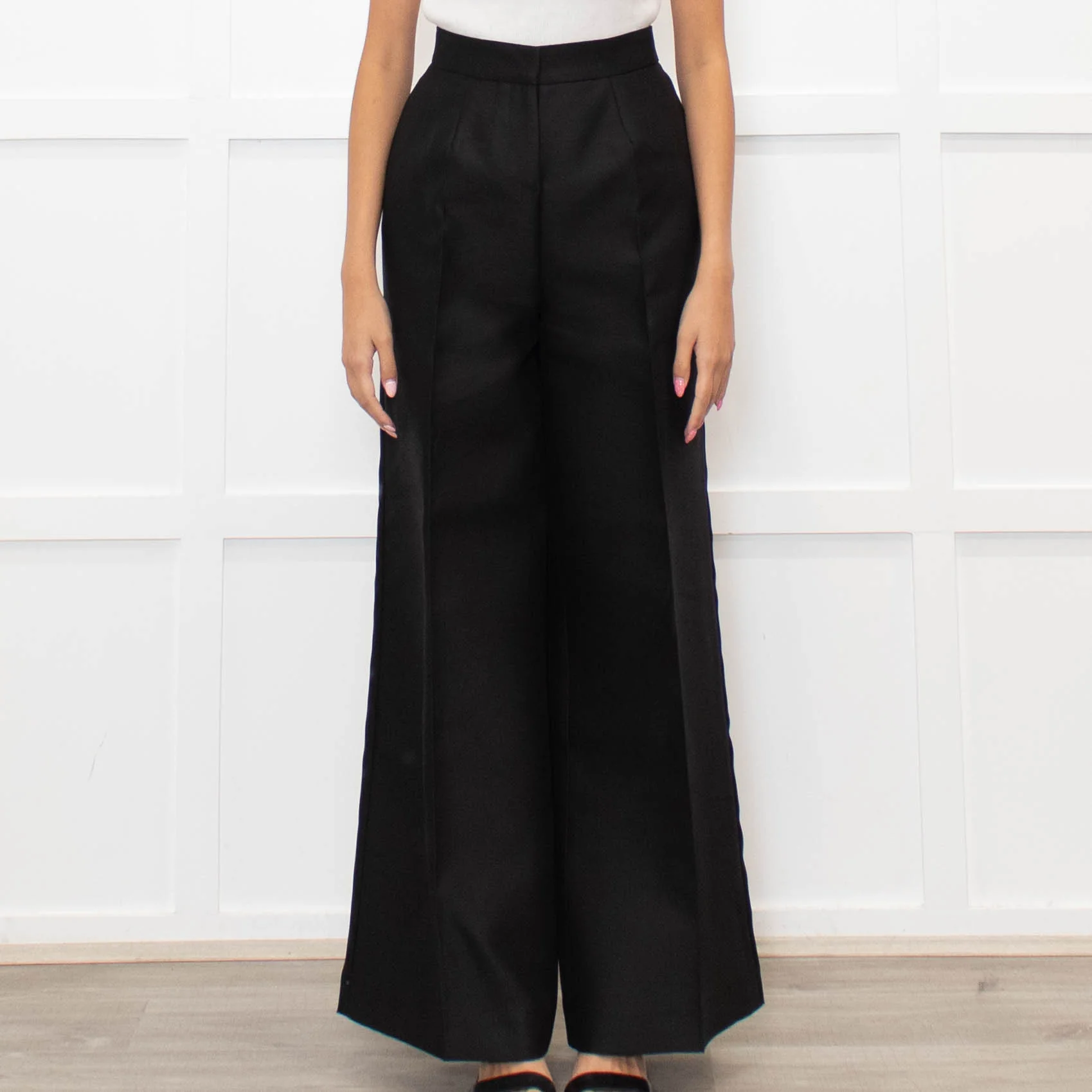 Valentino Black Wide Tuxedo Trousers - Image 2