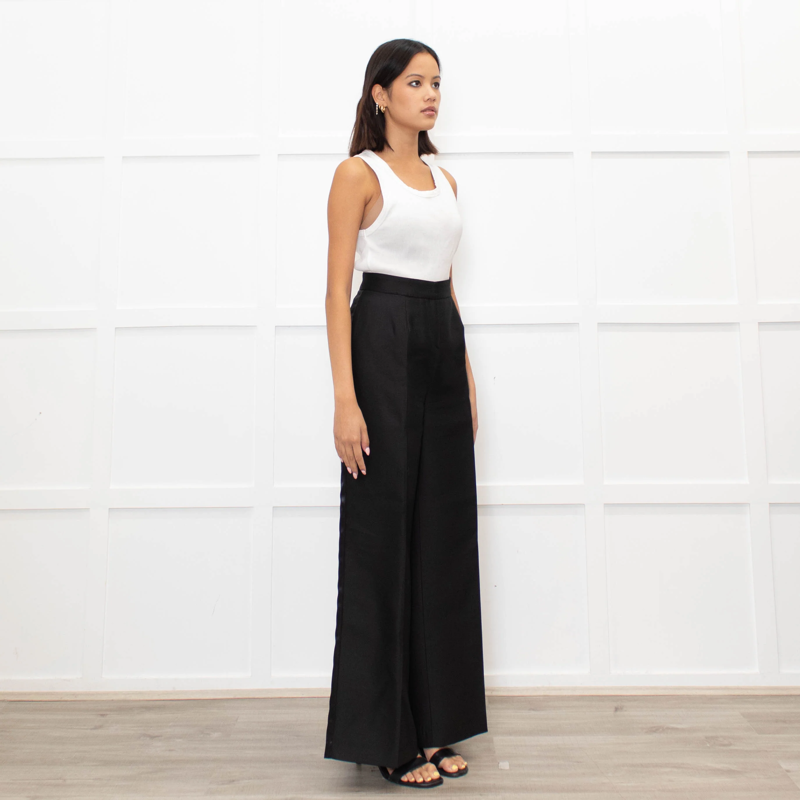 Valentino Black Wide Tuxedo Trousers - Image 3