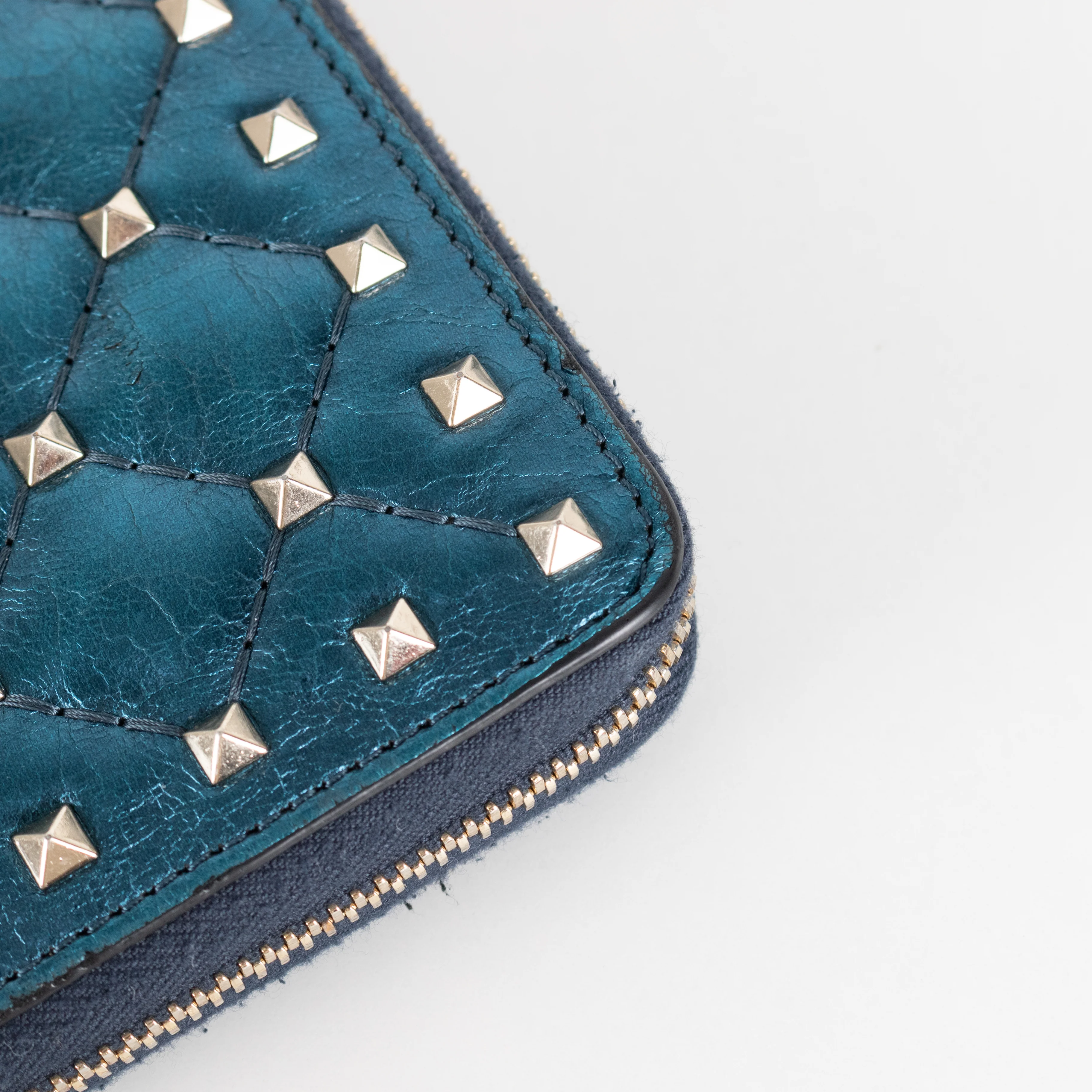 Valentino Blue Metallic Stud Wallet - Image 10