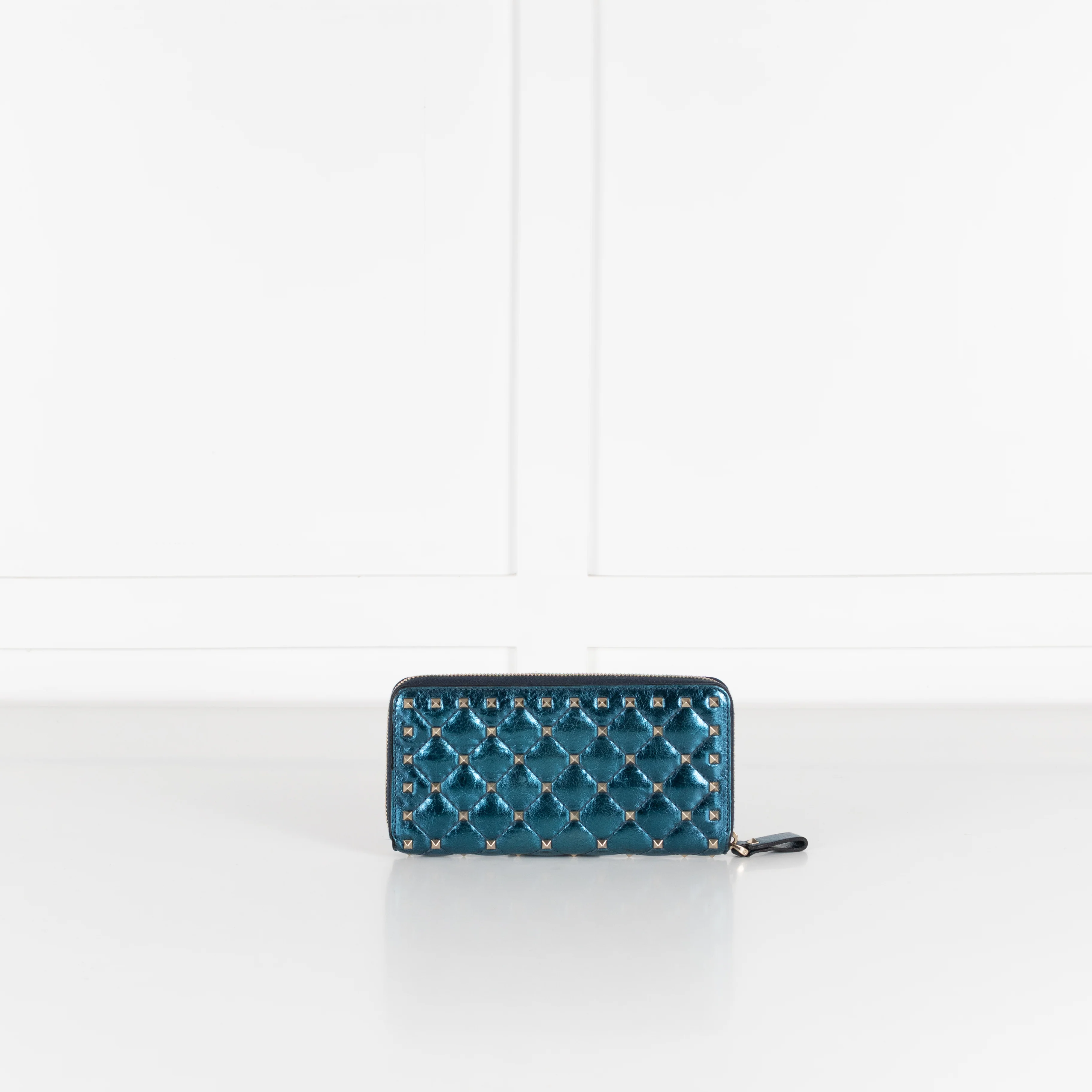 Valentino Blue Metallic Stud Wallet - Image 3