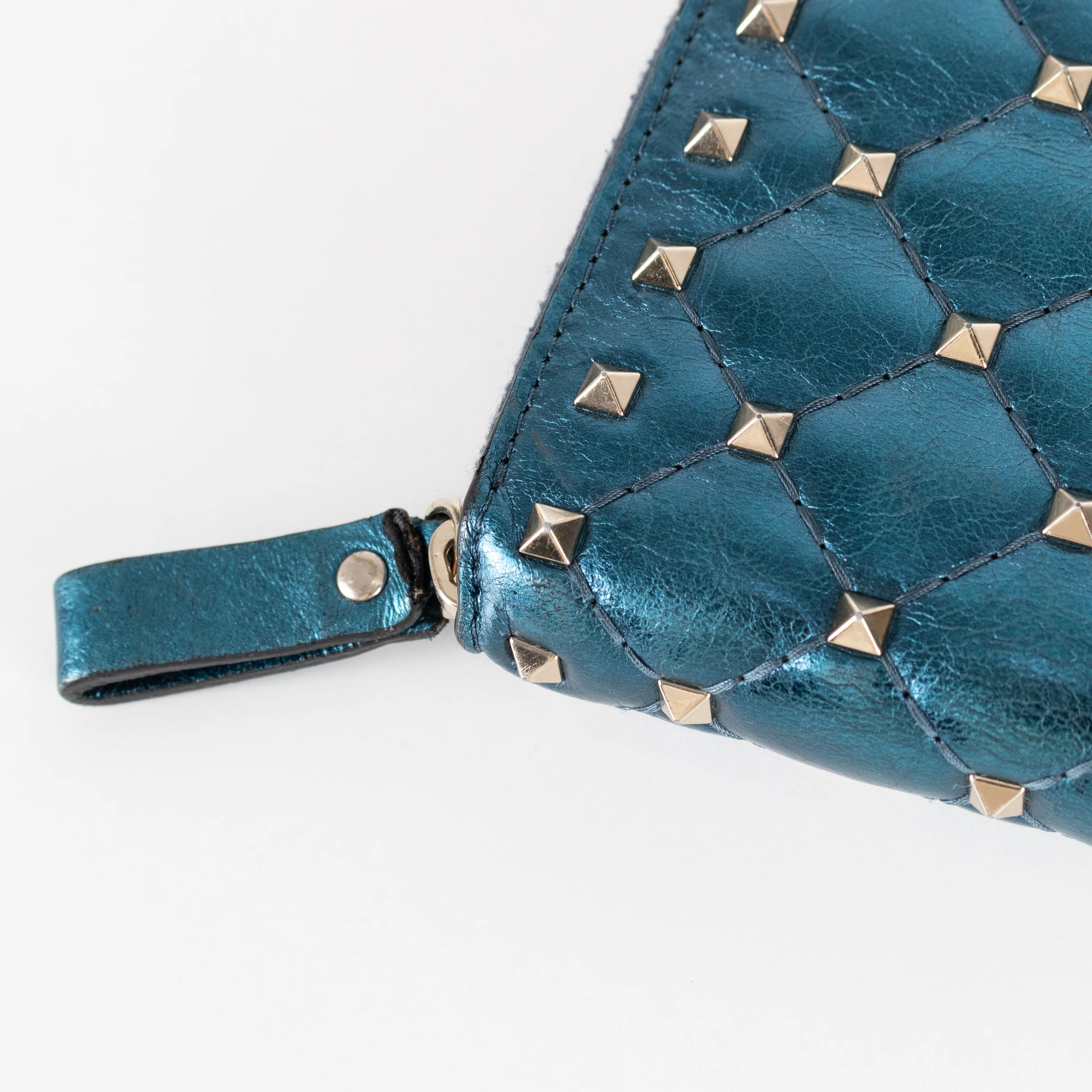 Valentino Blue Metallic Stud Wallet - Image 9
