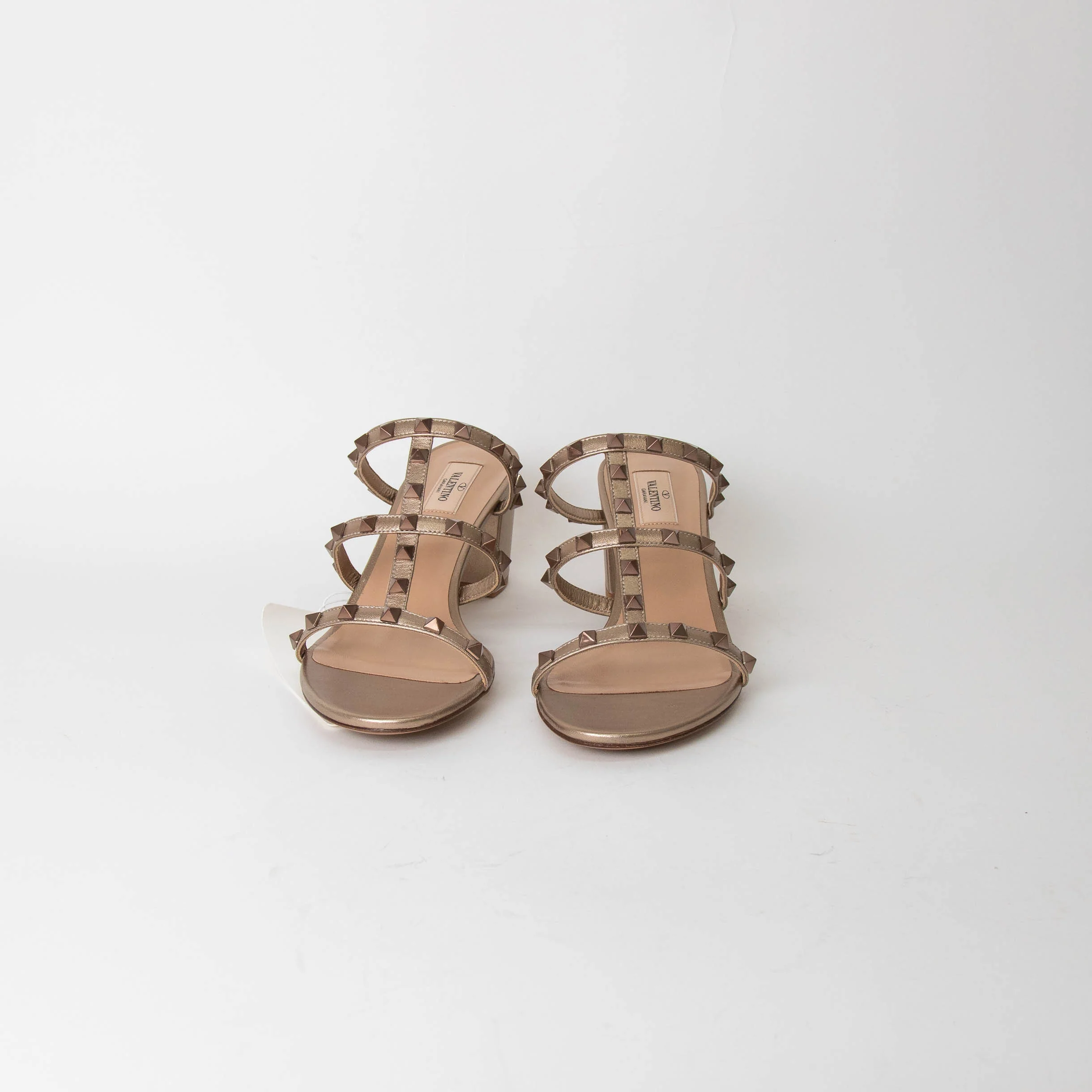 Valentino Bronze Rockstud Block Heel Sandals - Image 3