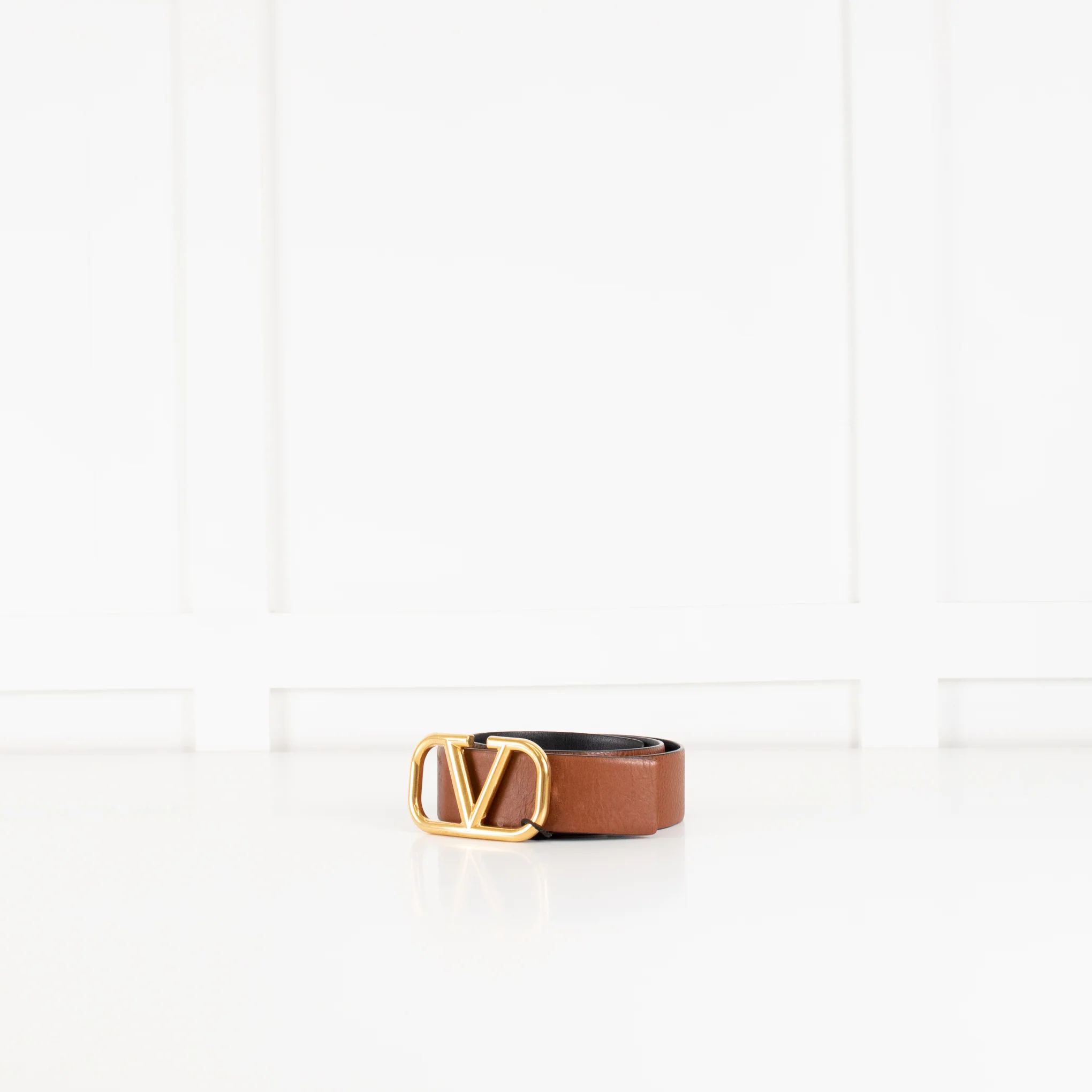 Valentino Brown Gold Buckle Belt - Image 3