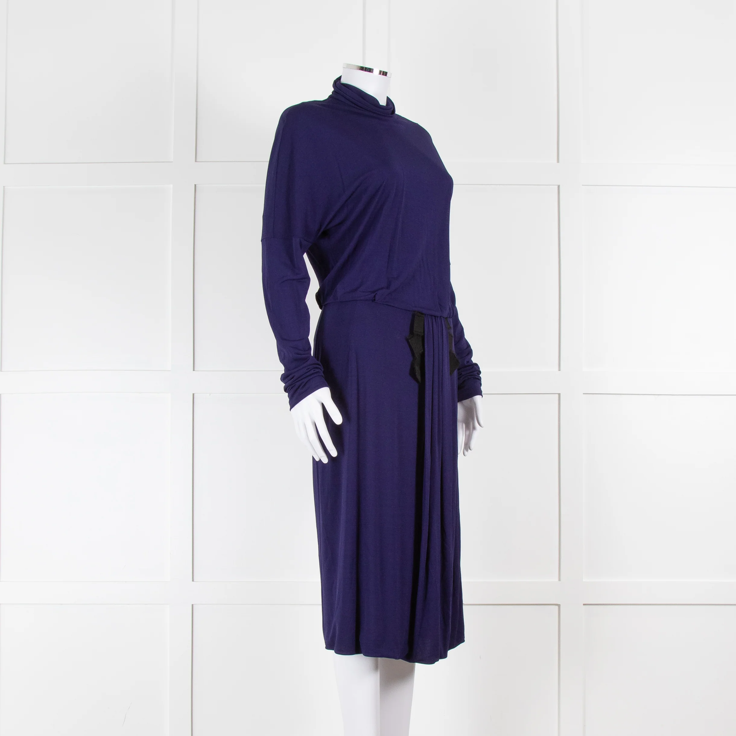 Valentino Cobalt Long Sleeve Dress with Waist Detail - Image 2