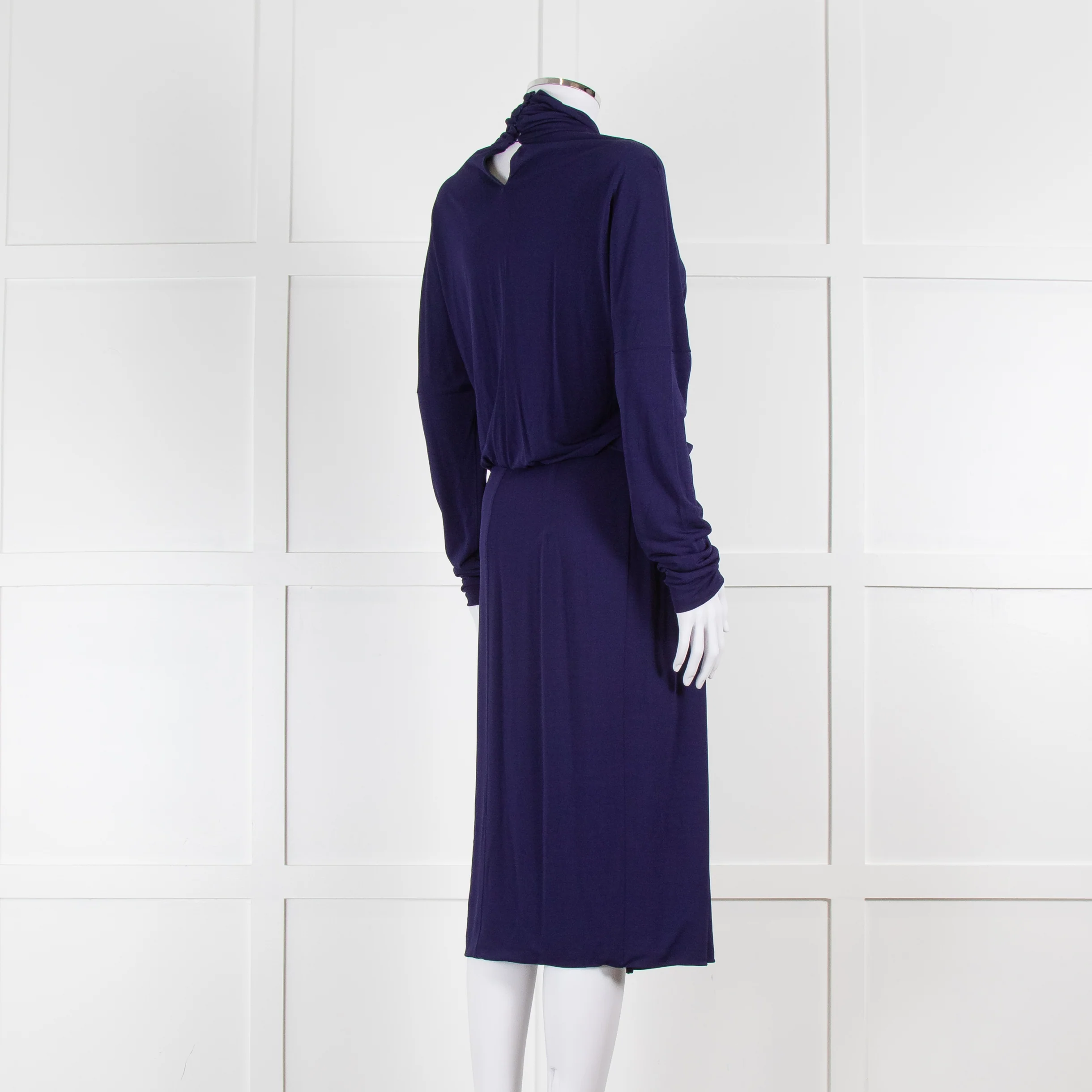 Valentino Cobalt Long Sleeve Dress with Waist Detail - Image 4