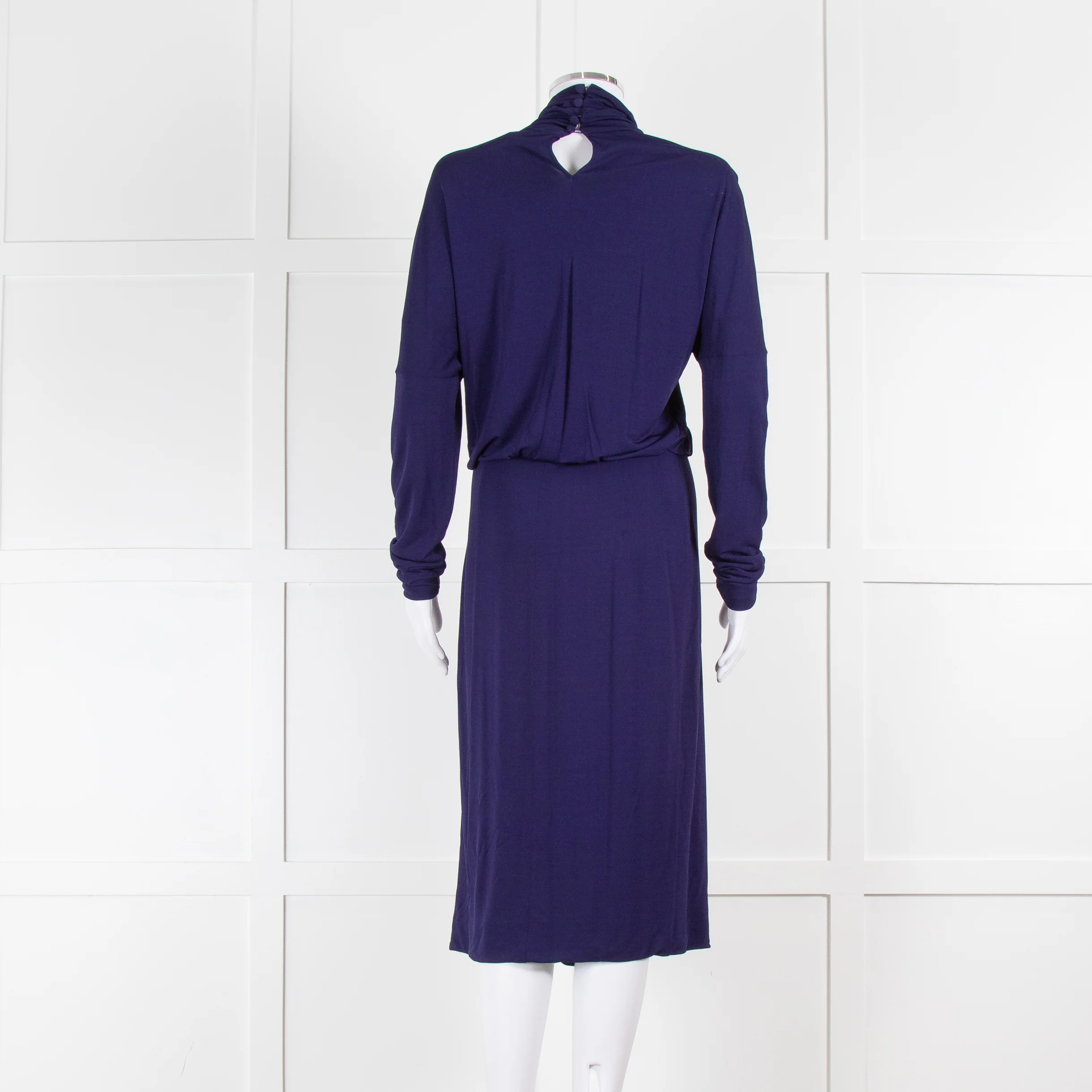 Valentino Cobalt Long Sleeve Dress with Waist Detail - Image 5