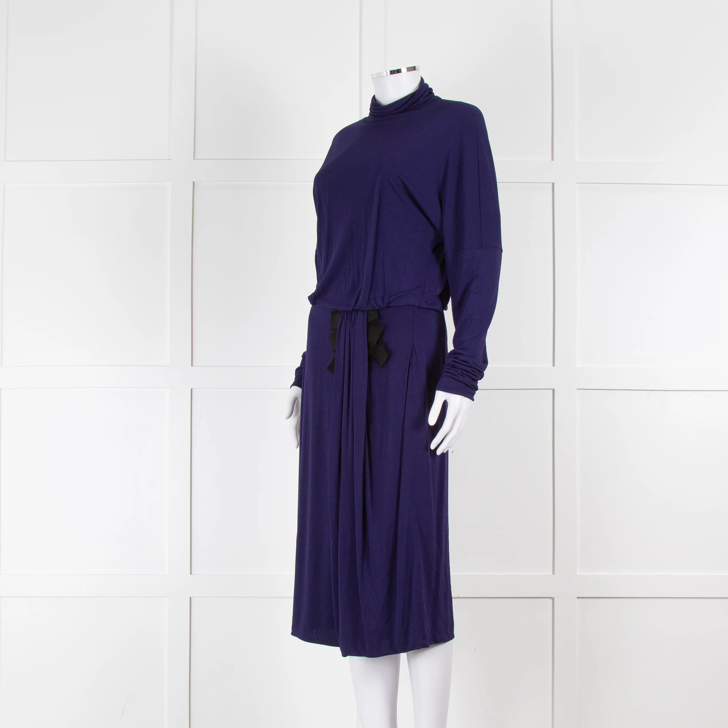 Valentino Cobalt Long Sleeve Dress with Waist Detail - Image 8