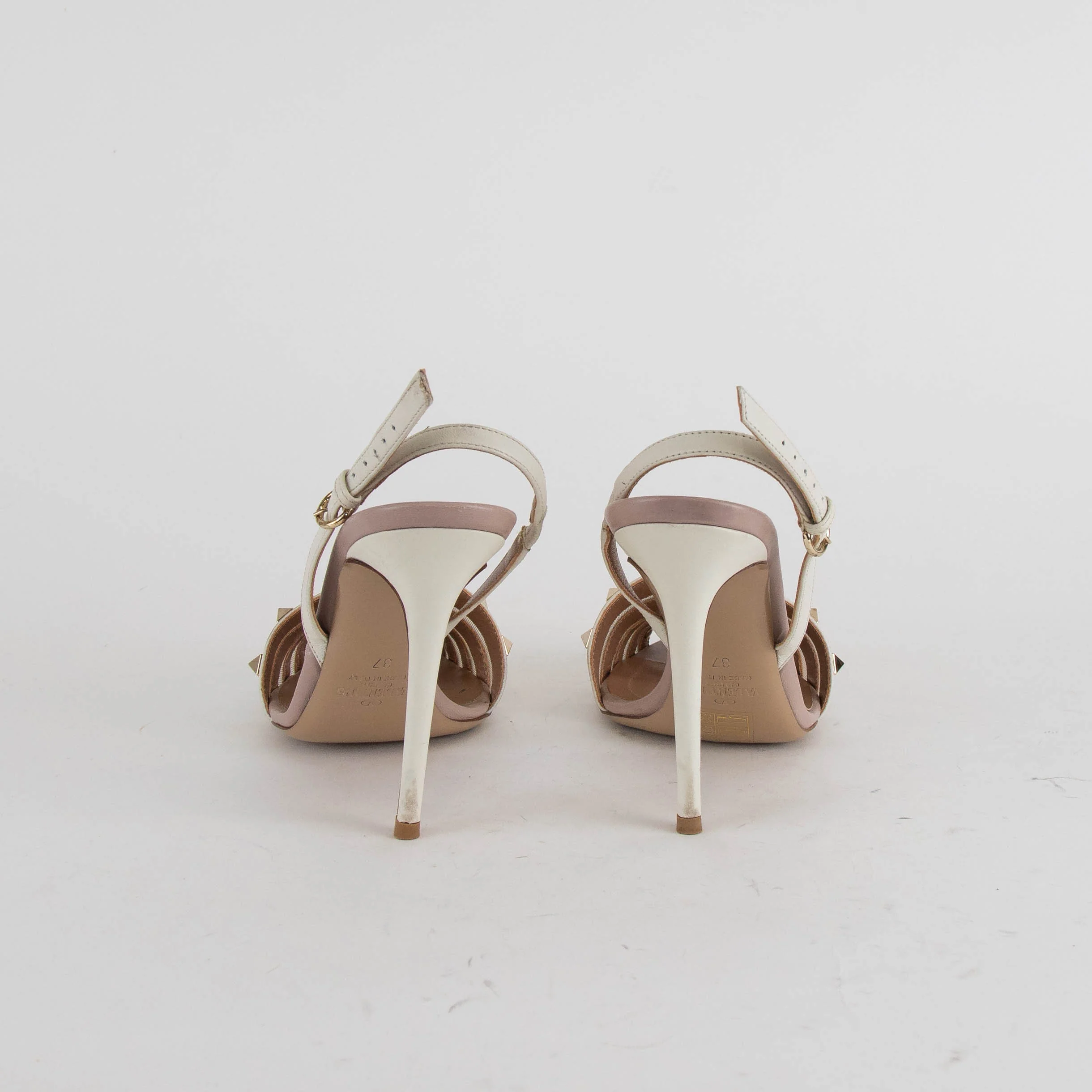 Valentino Cream Rockstud Heels - Image 5