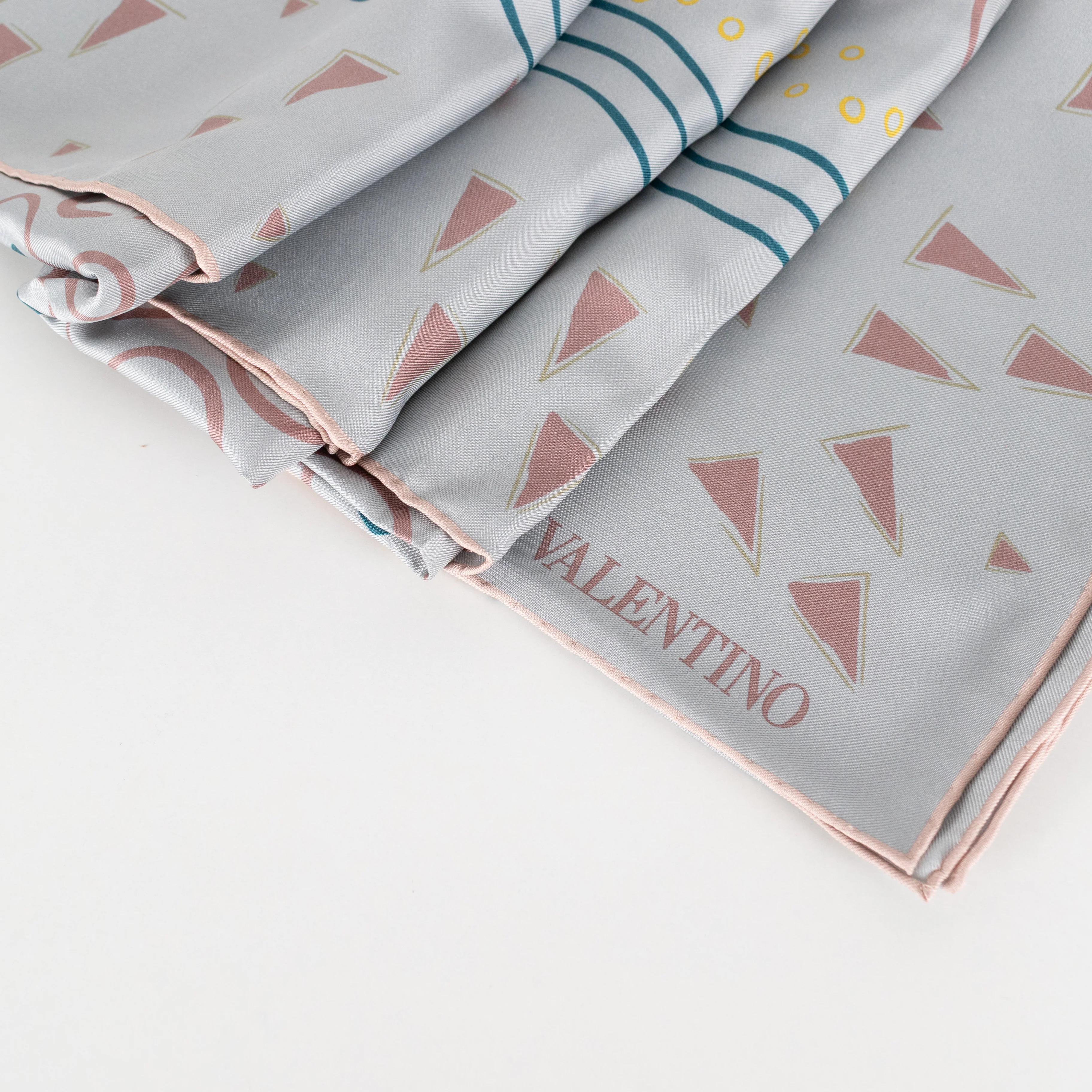 Valentino Dusty Blue Printed Silk Scarf - Image 2