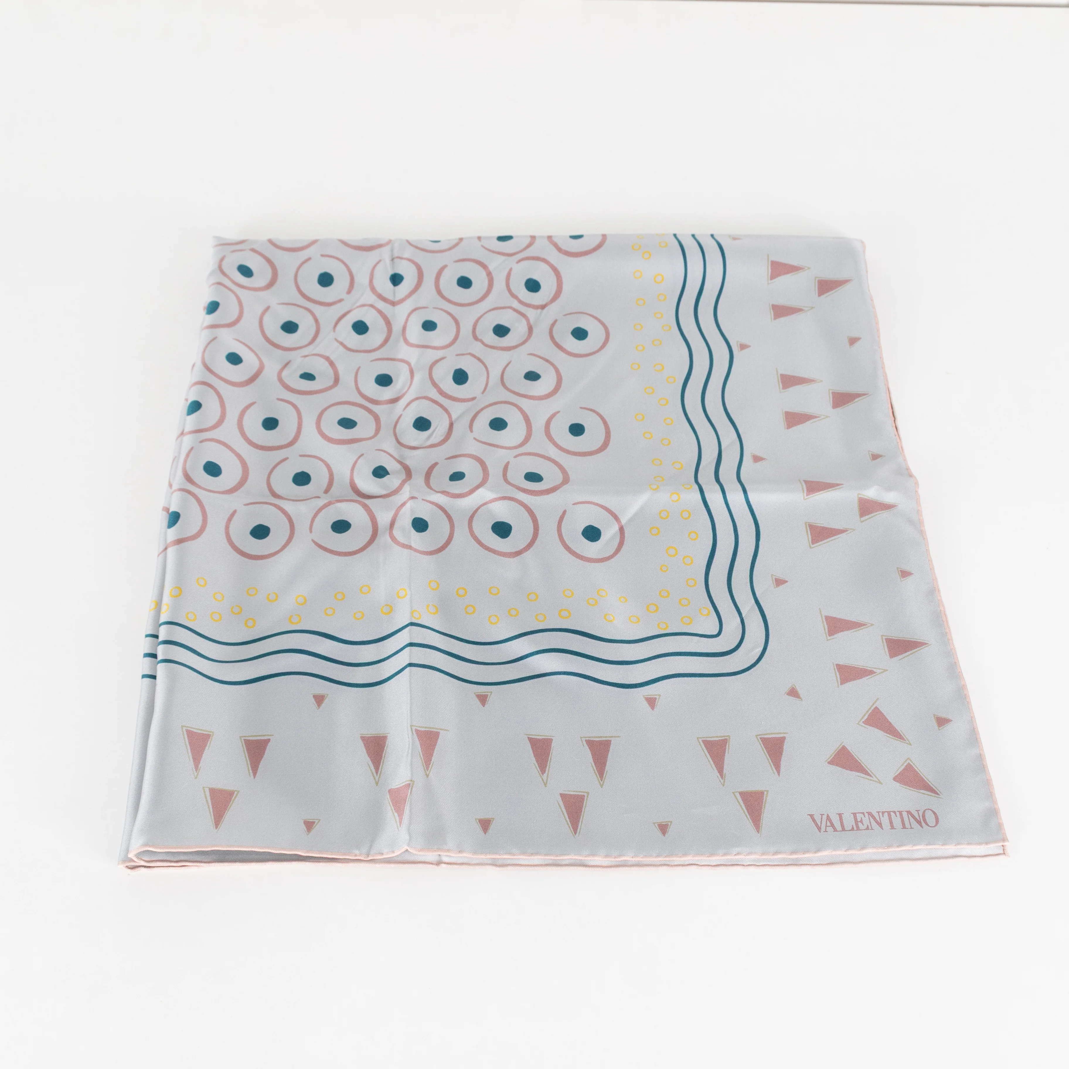 Valentino Dusty Blue Printed Silk Scarf - Image 4