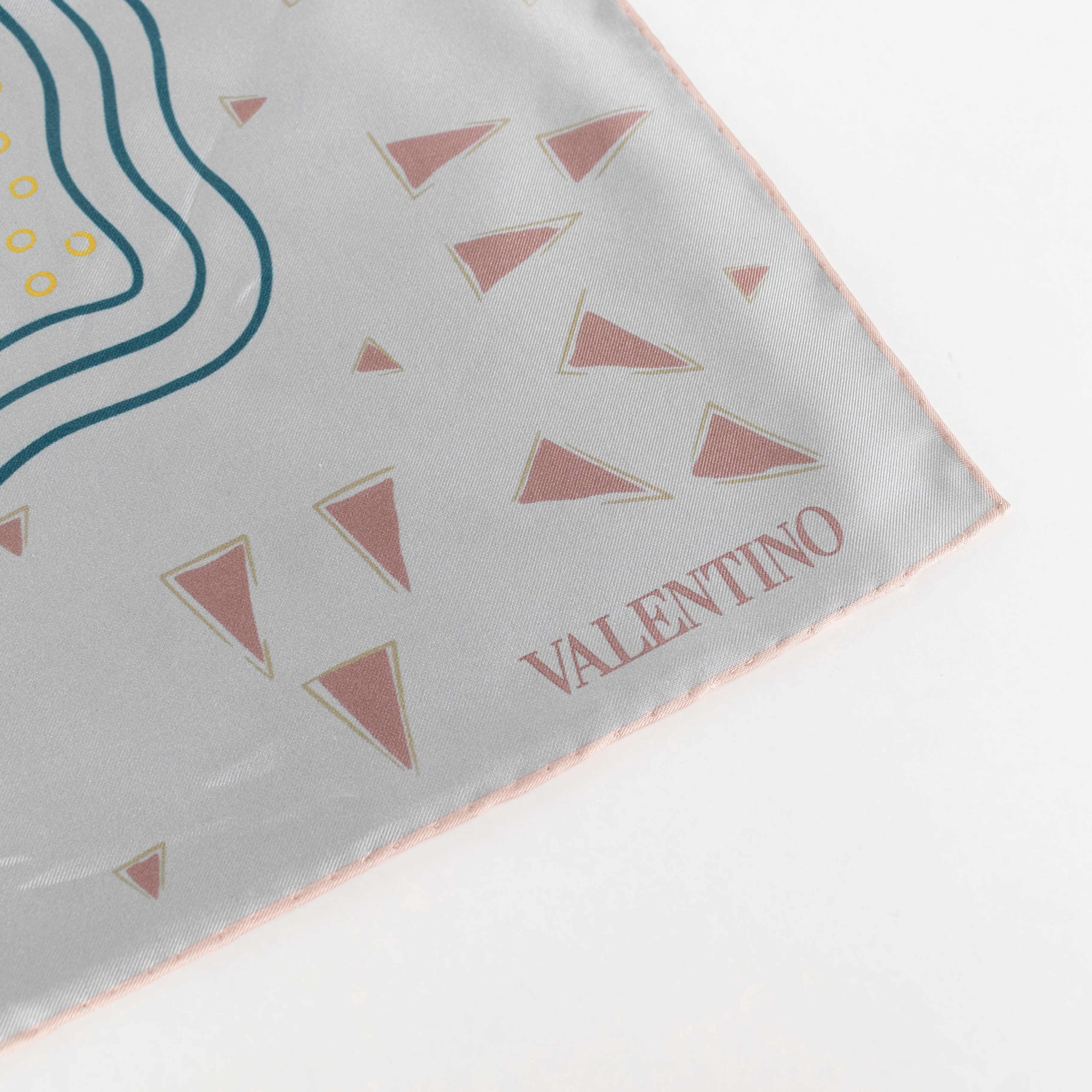 Valentino Dusty Blue Printed Silk Scarf - Image 5