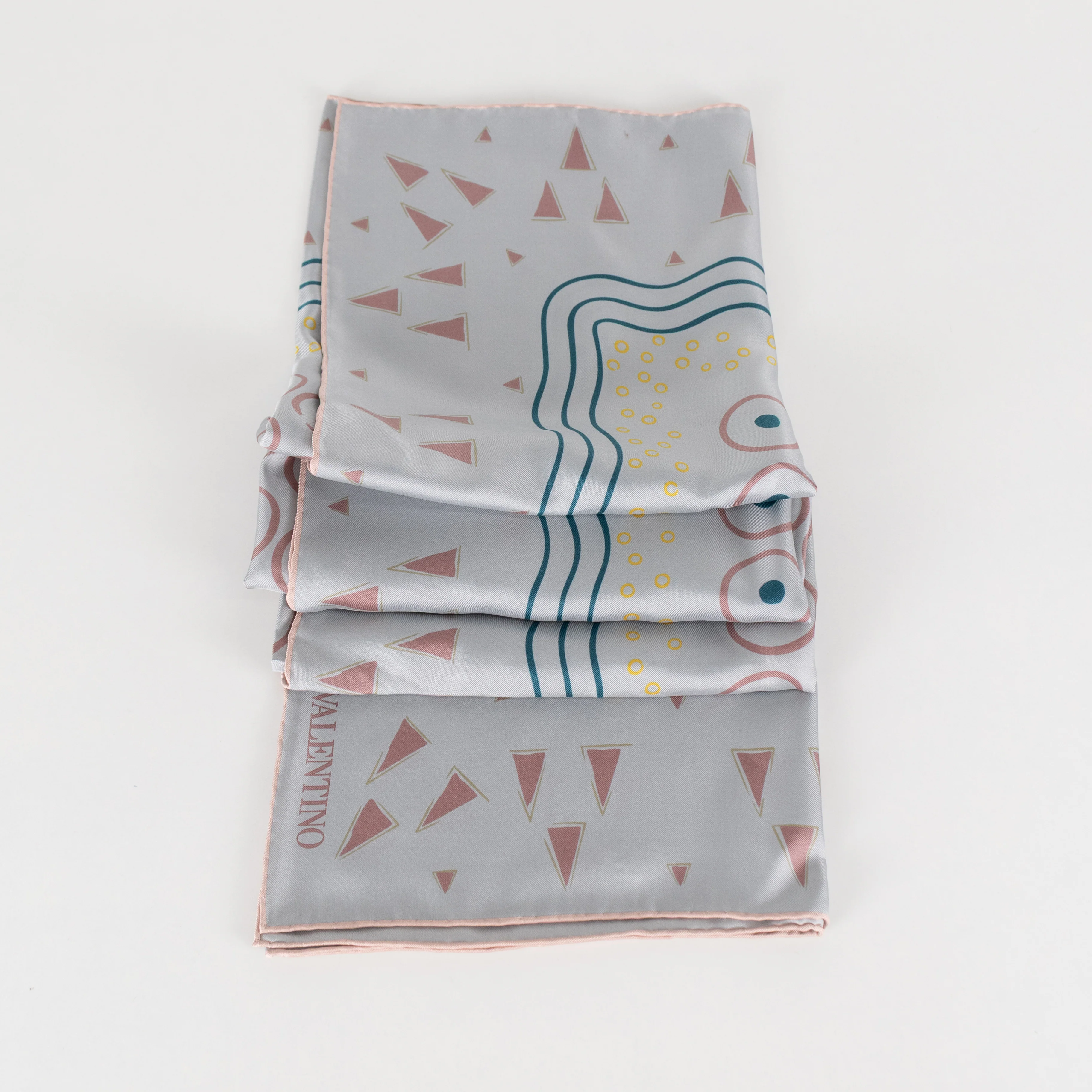 Valentino Dusty Blue Printed Silk Scarf - Image 6
