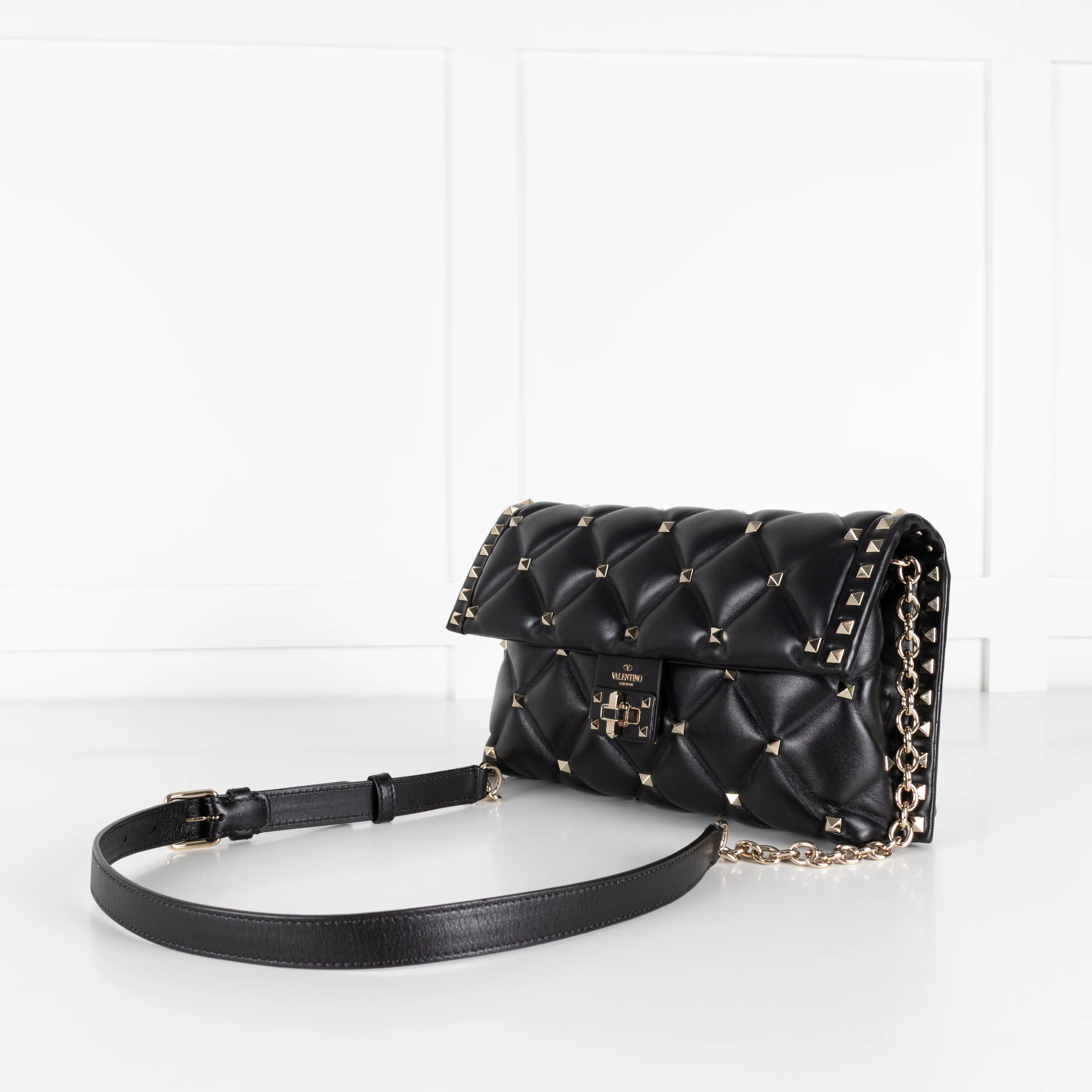 Valentino Garavani Black Candystud Quilted Leather Shoulder Bag - Image 10