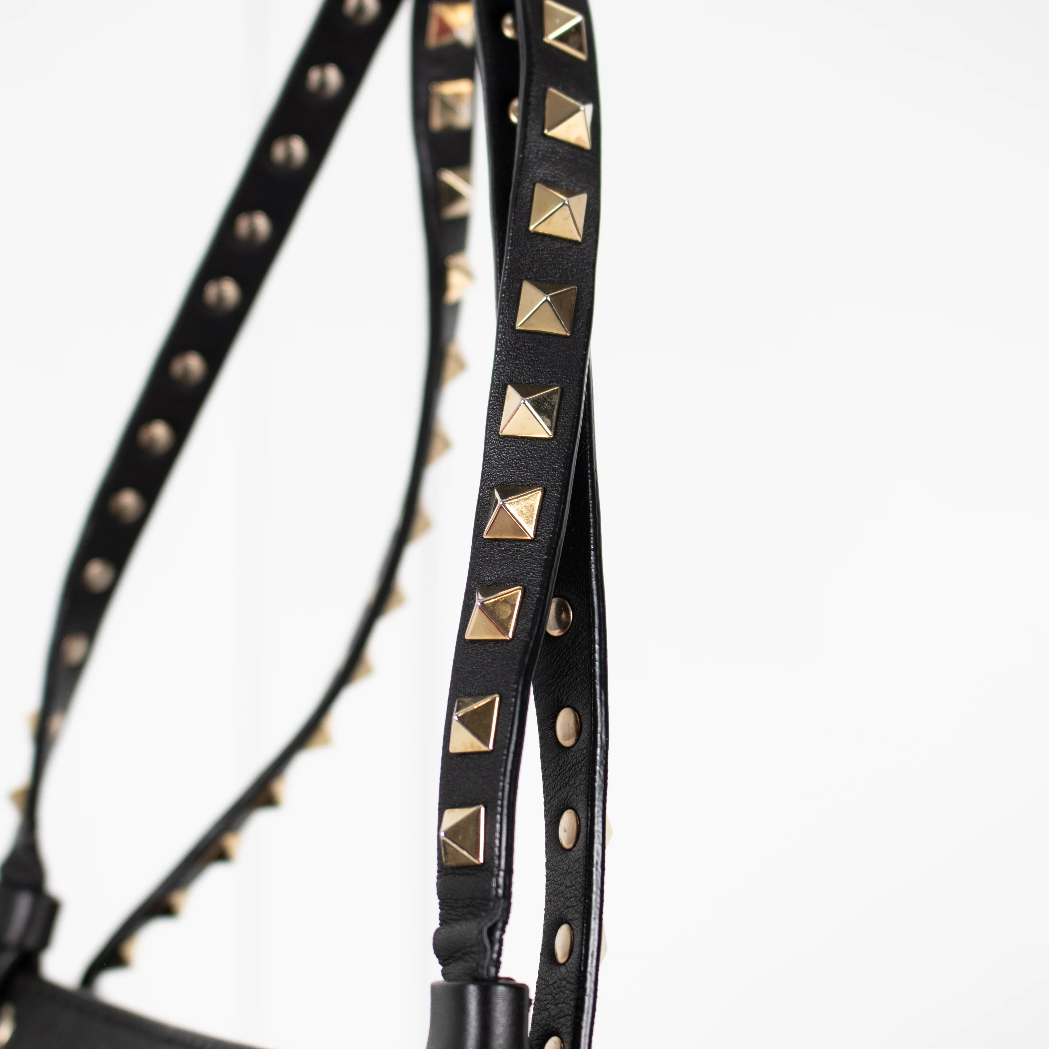 Valentino Garavani Black Rockstud Tote Handbag With Gold Tone Studs - Image 12