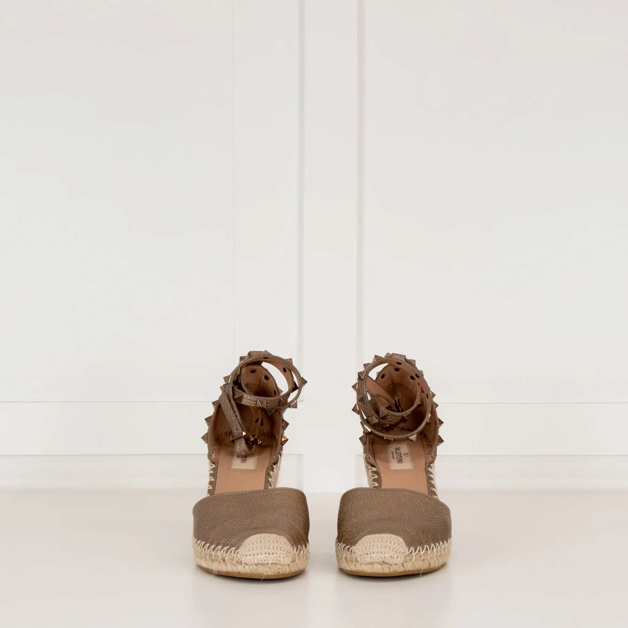 Valentino Garavani Bronze Ankle Strap Espadrilles - Image 4