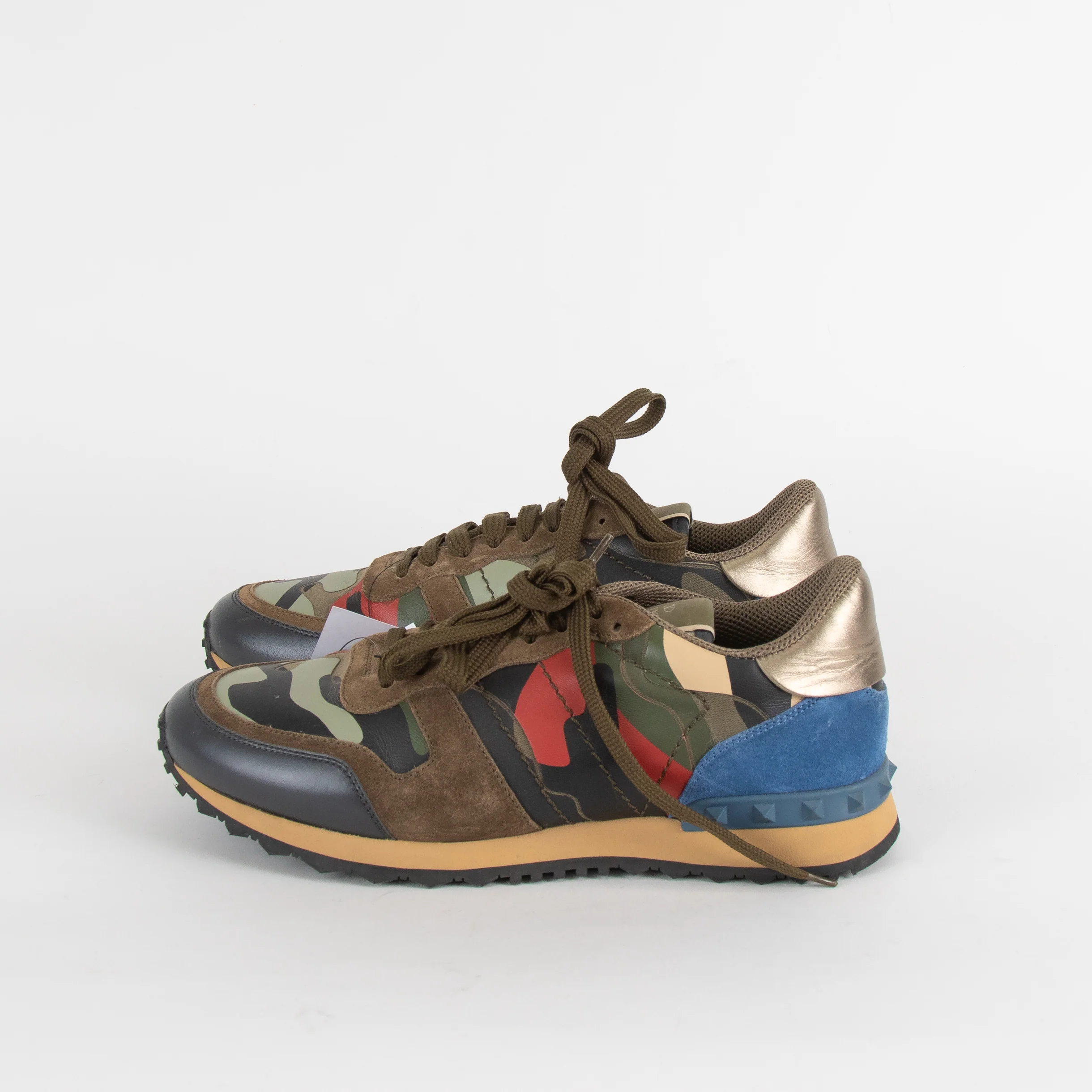 Valentino Garavani Multi Camouflage Suede And Leather Rockrunner Trainers - Image 3