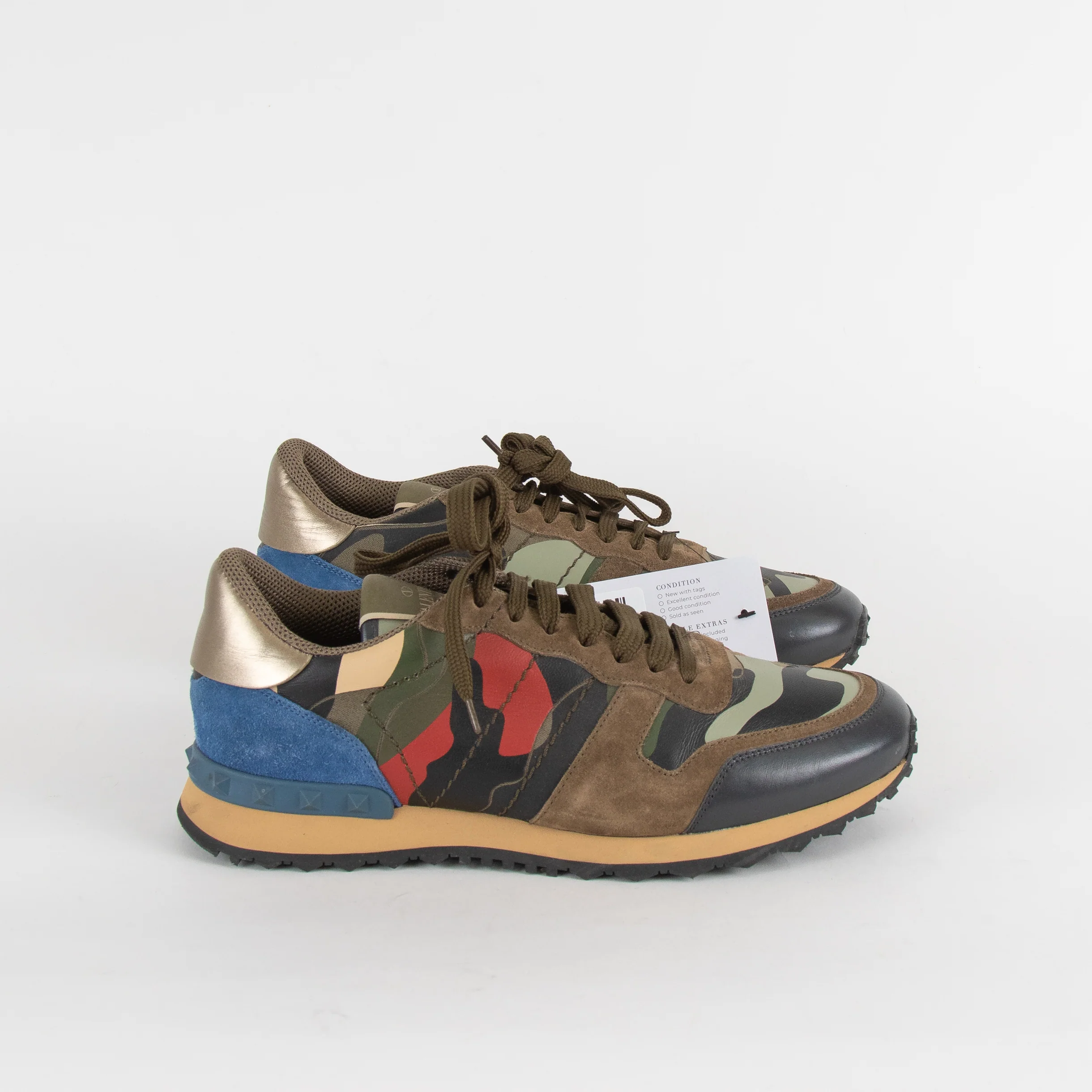 Valentino Garavani Multi Camouflage Suede And Leather Rockrunner Trainers - Image 5