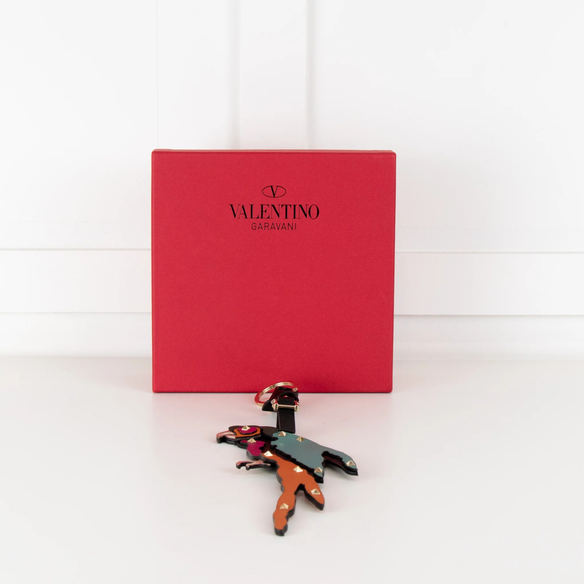 Valentino Garavani Multicolour Leather Rockstud Parrot Bag Charm - Image 3